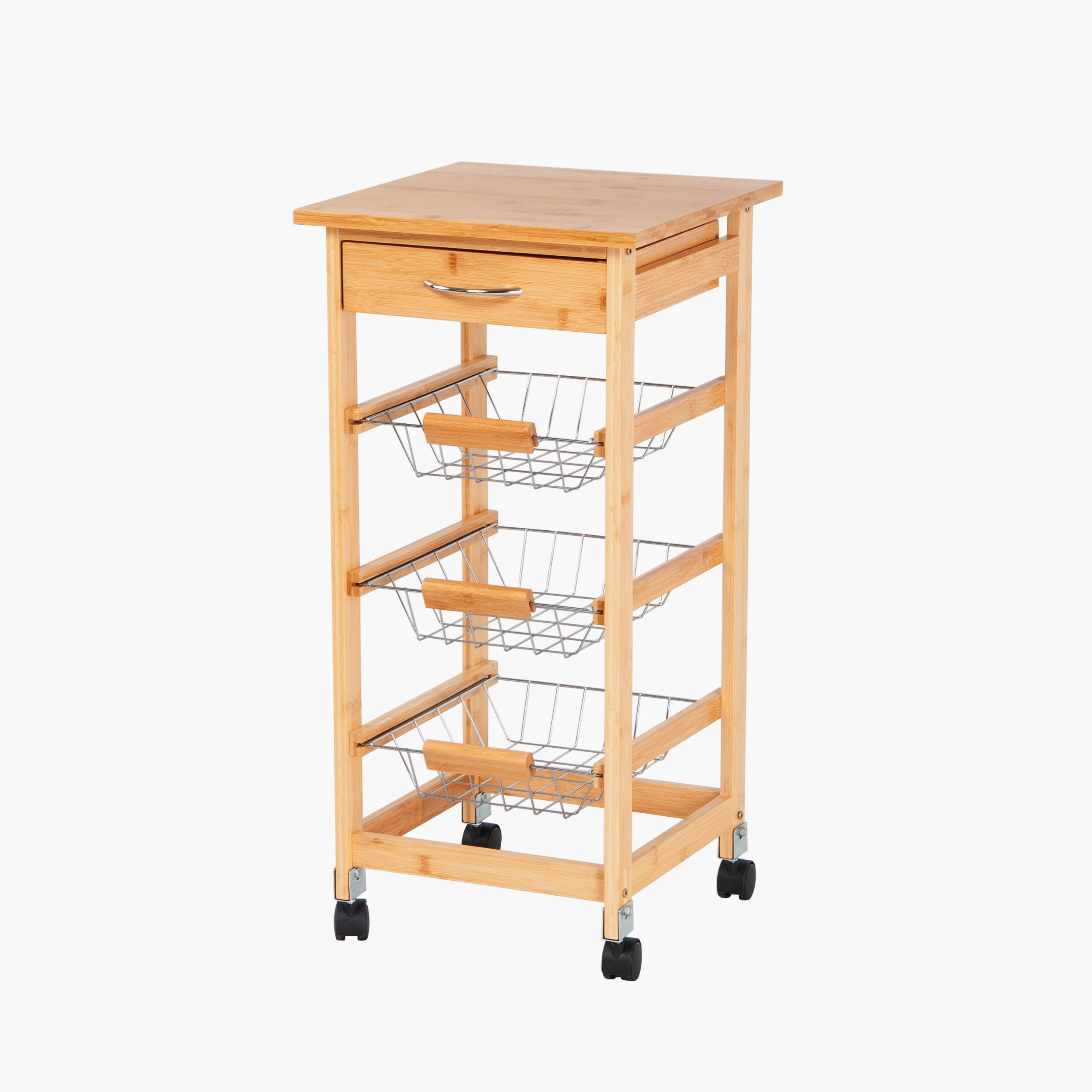 Covara Natura Bamboo Kitchen Trolley - 37x37x76 cm-hbxbedroom-bedroomaccessories-bedroomstorage-image-4