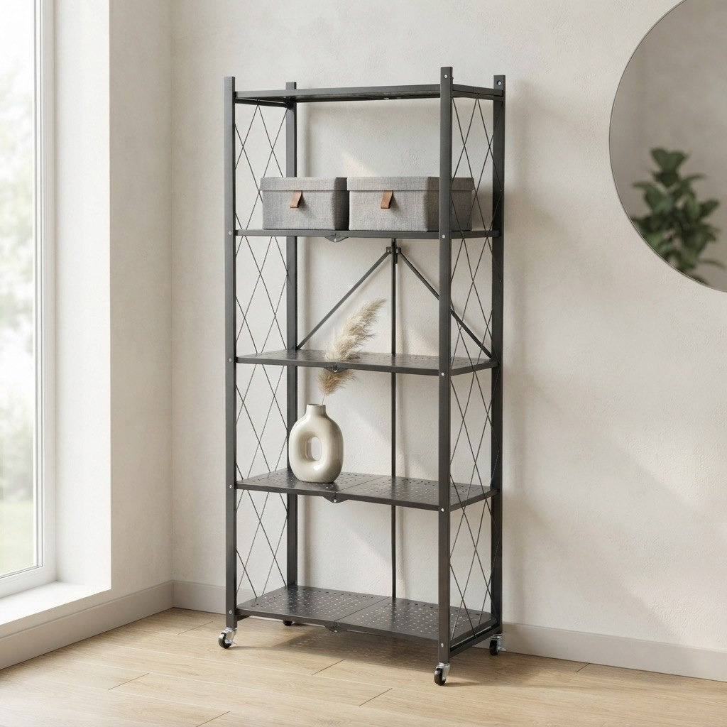 Oxford 5-Tier Foldable Storage Rack - 70x34x163 cm-hbxbedroom-bedroomaccessories-bedroomstorage-image-1