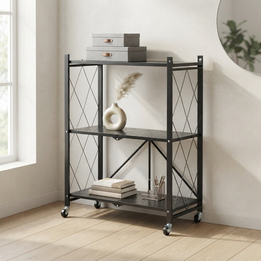 رف تخزين قابل للطي بـ 3 مستويات من أكسفورد - 70x34x87 سم-hbxbedroom-bedroomaccessories-bedroomstorage-image-1