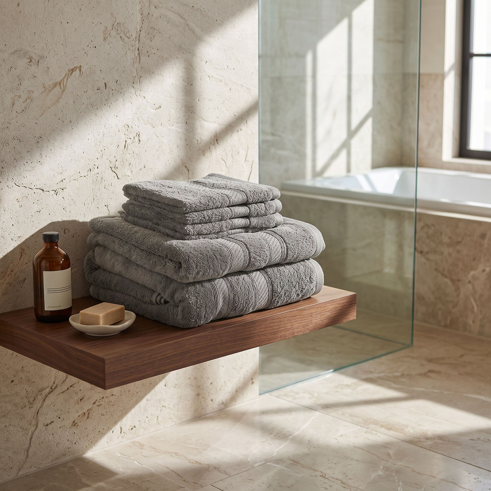 طقم مناشف ممشطة 6 قطع من إسينشال بلس-hbxbathroom-bathroomtextiles-image-4