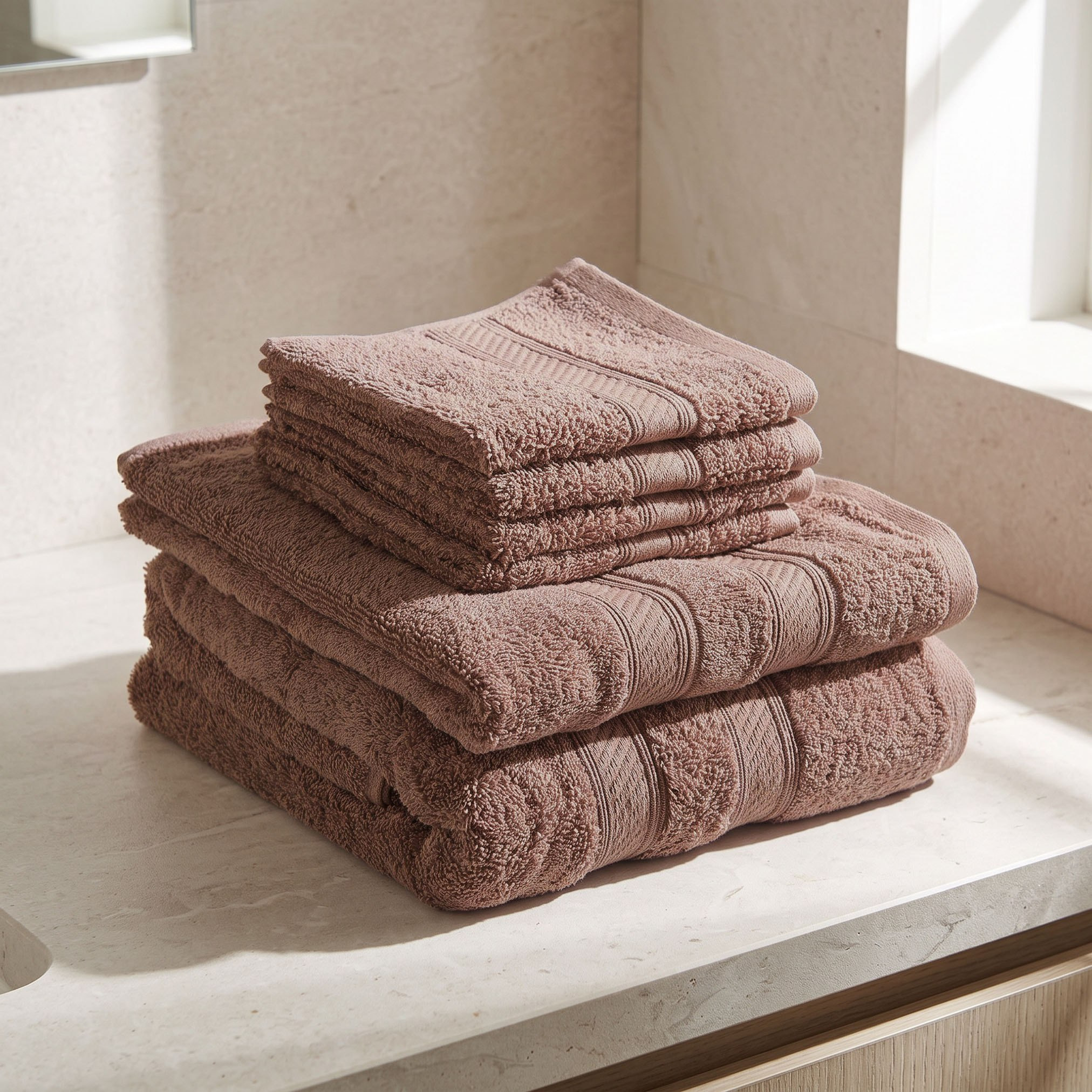 طقم مناشف ممشطة 6 قطع من إسينشال بلس-hbxbathroom-bathroomtextiles-image-1