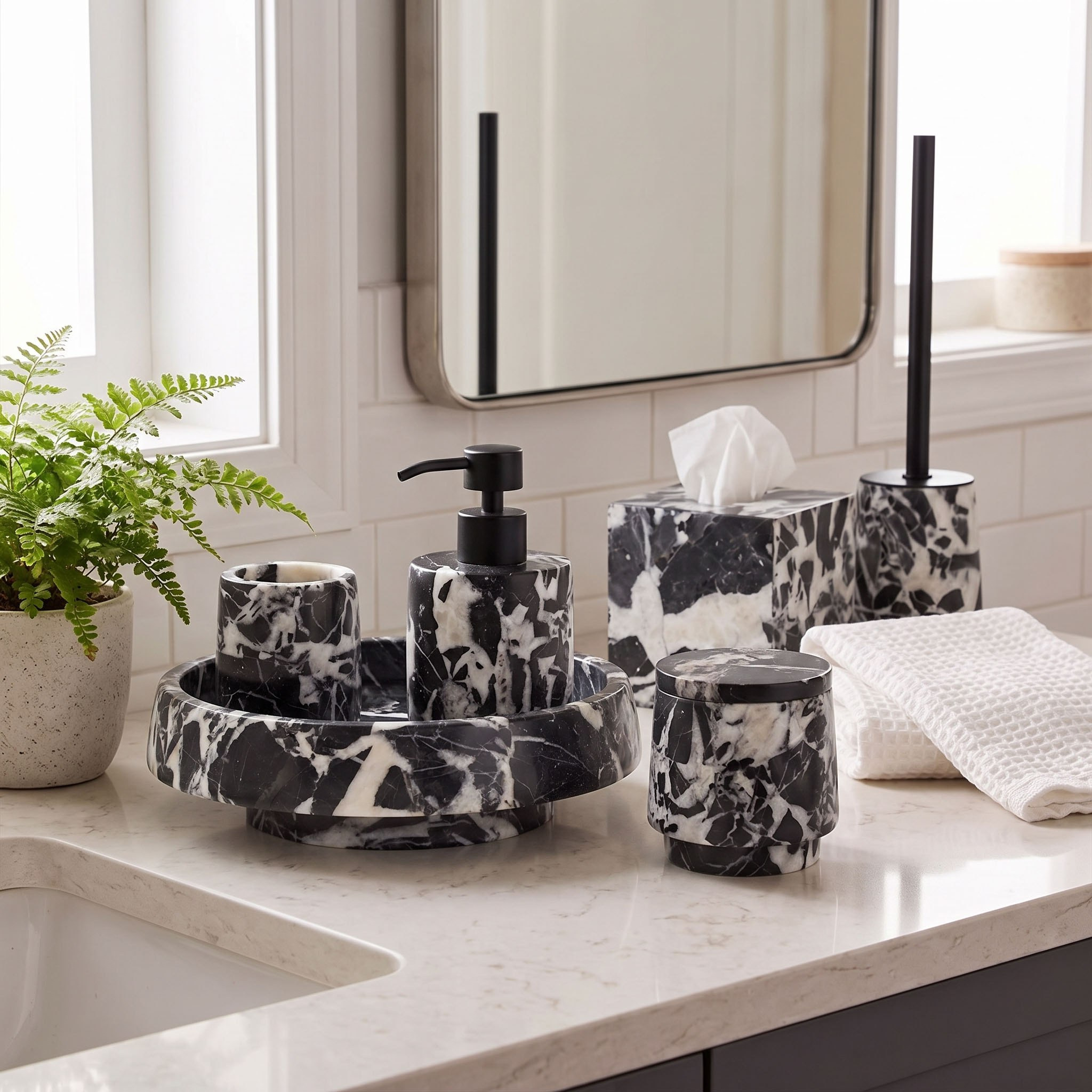 صينية حمام رخام من أونيكس - 24×24×6 سم-hbxdecorandfurnishings-bathroomaccessories-bathroomsets-image-3
