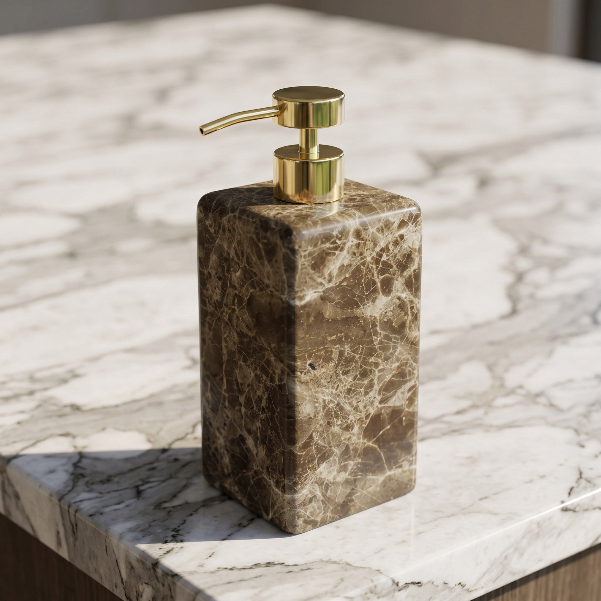Imperial Marble Soap Dispenser - 7.6x7.6x18.5 cm-hbxdecorandfurnishings-bathroomaccessories-bathroomsets-image-1