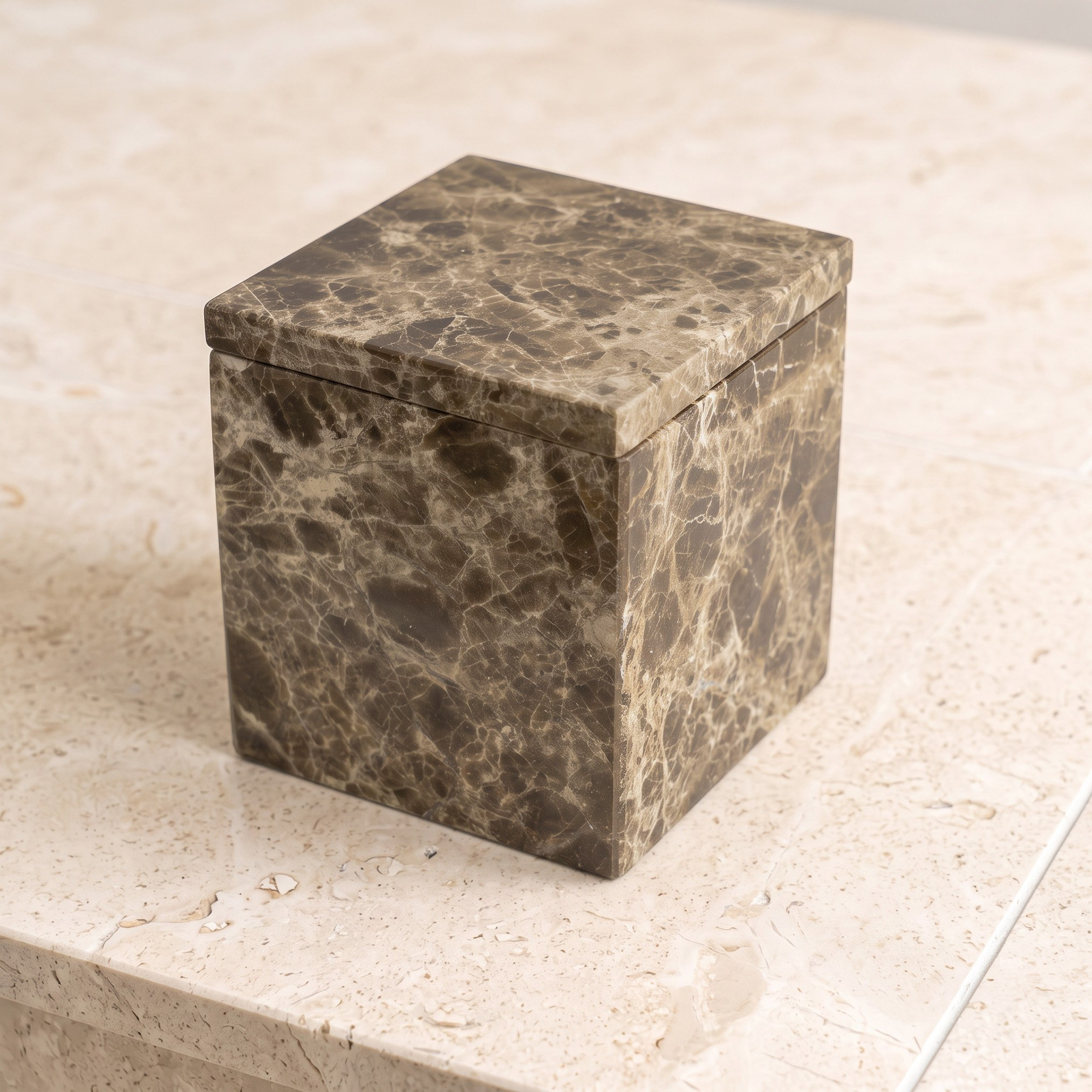 Imperial Marble Cotton Jar - 10.2x10.2x11.4 cm-hbxhomeware-bathandlaundry-tissueboxesandcottonjars-image-1