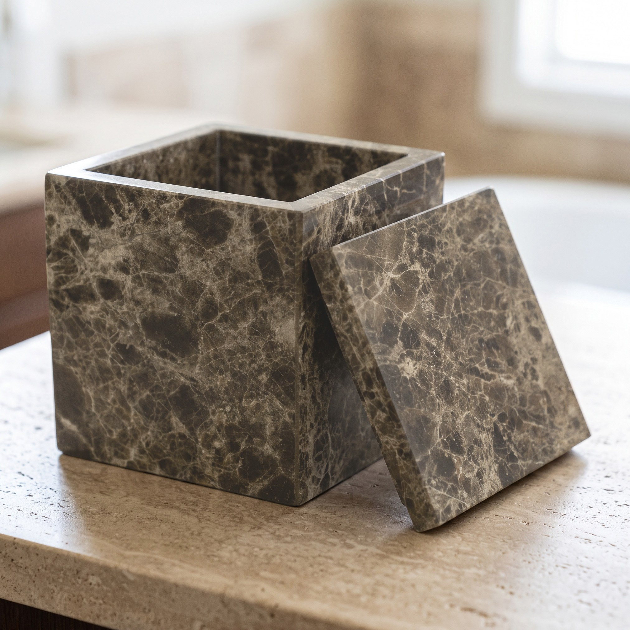 Imperial Marble Cotton Jar - 10.2x10.2x11.4 cm-hbxhomeware-bathandlaundry-tissueboxesandcottonjars-image-2