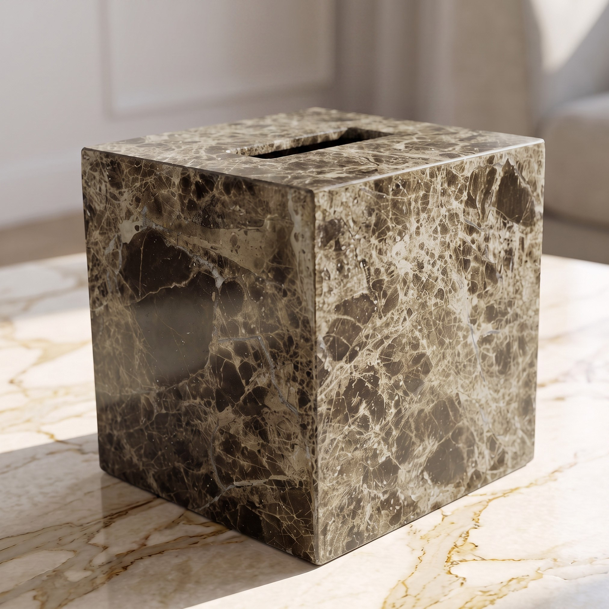 غطاء علبة مناديل رخام من إمبريال - 14x14x14.5 سم-hbxhomeware-bathandlaundry-tissueboxesandcottonjars-image-1