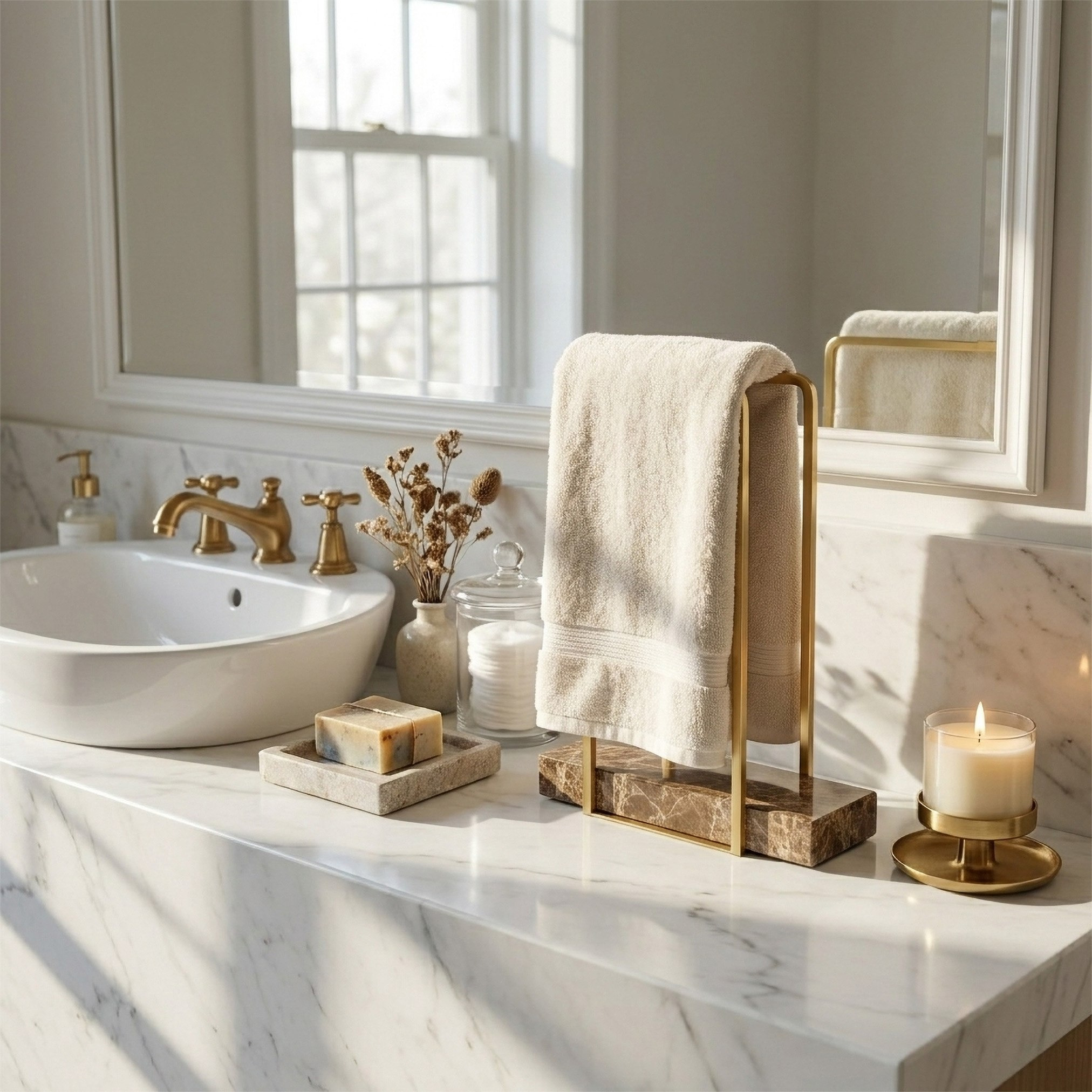 حامل مناشف رخام من إمبريال - 17.3x7.7x3 سم-hbxdecorandfurnishings-bathroomaccessories-bathroomsets-image-4