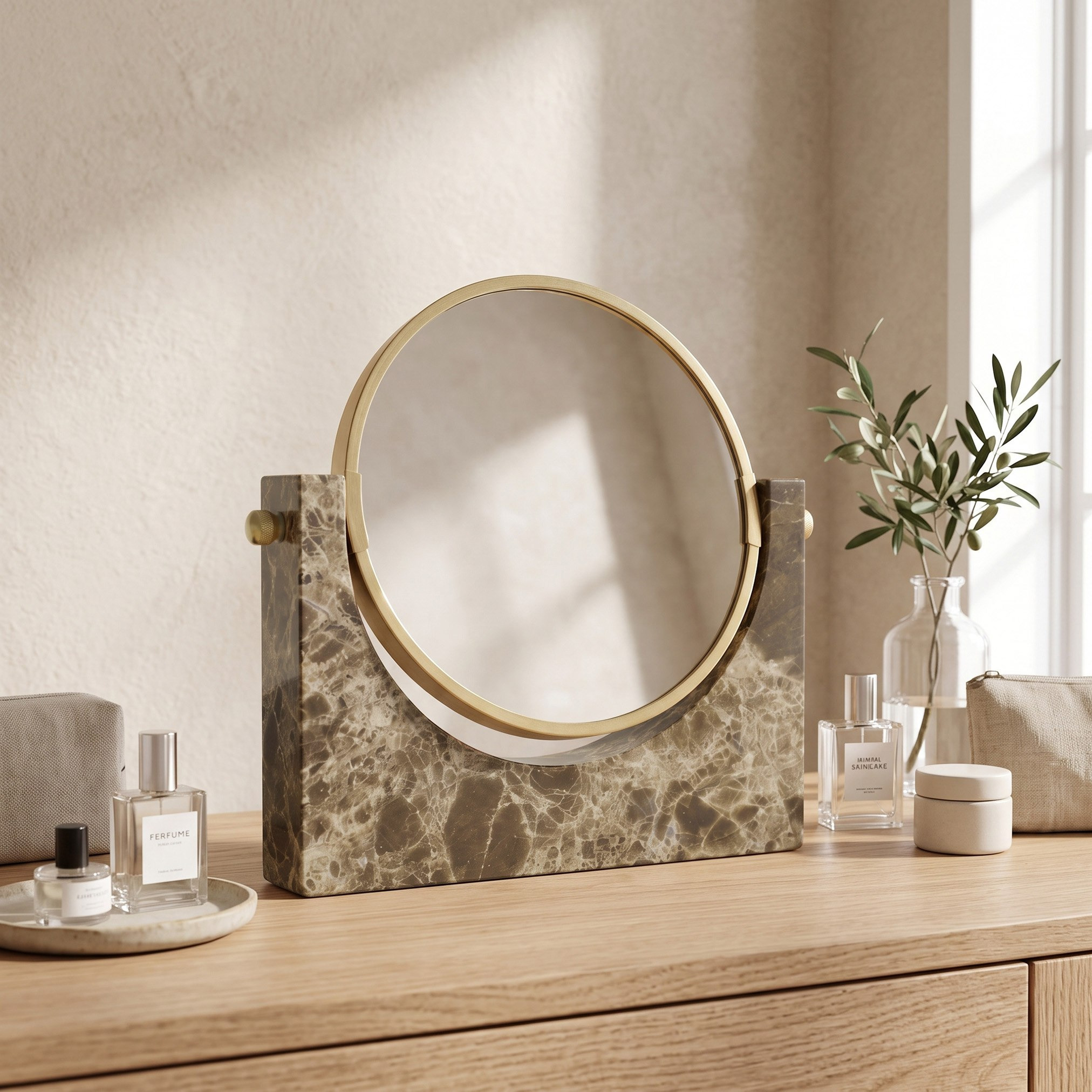 Imperial Marble Table Mirror - 19.3x4.2x13.5 cm-hbxdecorandfurnishings-bathroomaccessories-bathroomsets-image-3