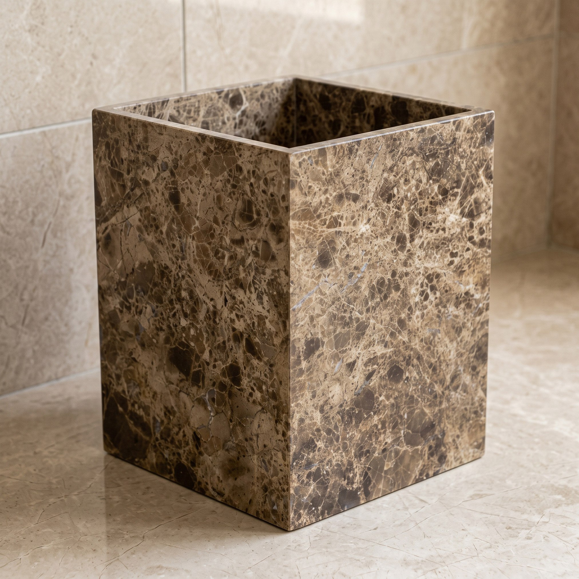 سلة نفايات رخام من إمبريال - 19.3x19.3x25.5 سم-hbxdecorandfurnishings-bathroomaccessories-bathroomsets-image-1