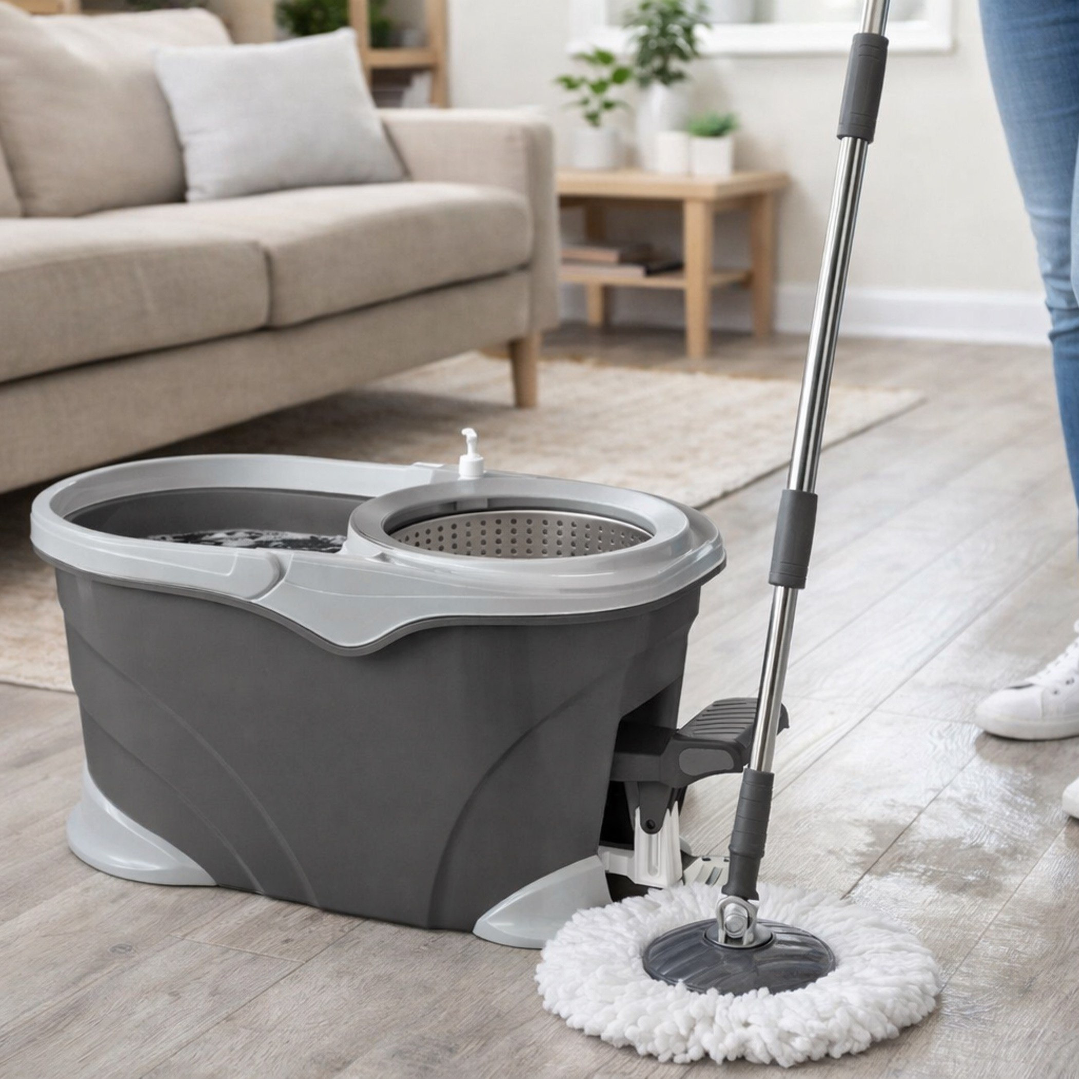 Elite Classic Pedal Spin Mop with 2 Mop Heads-hbxhomeware-hbxbathroom-image-1