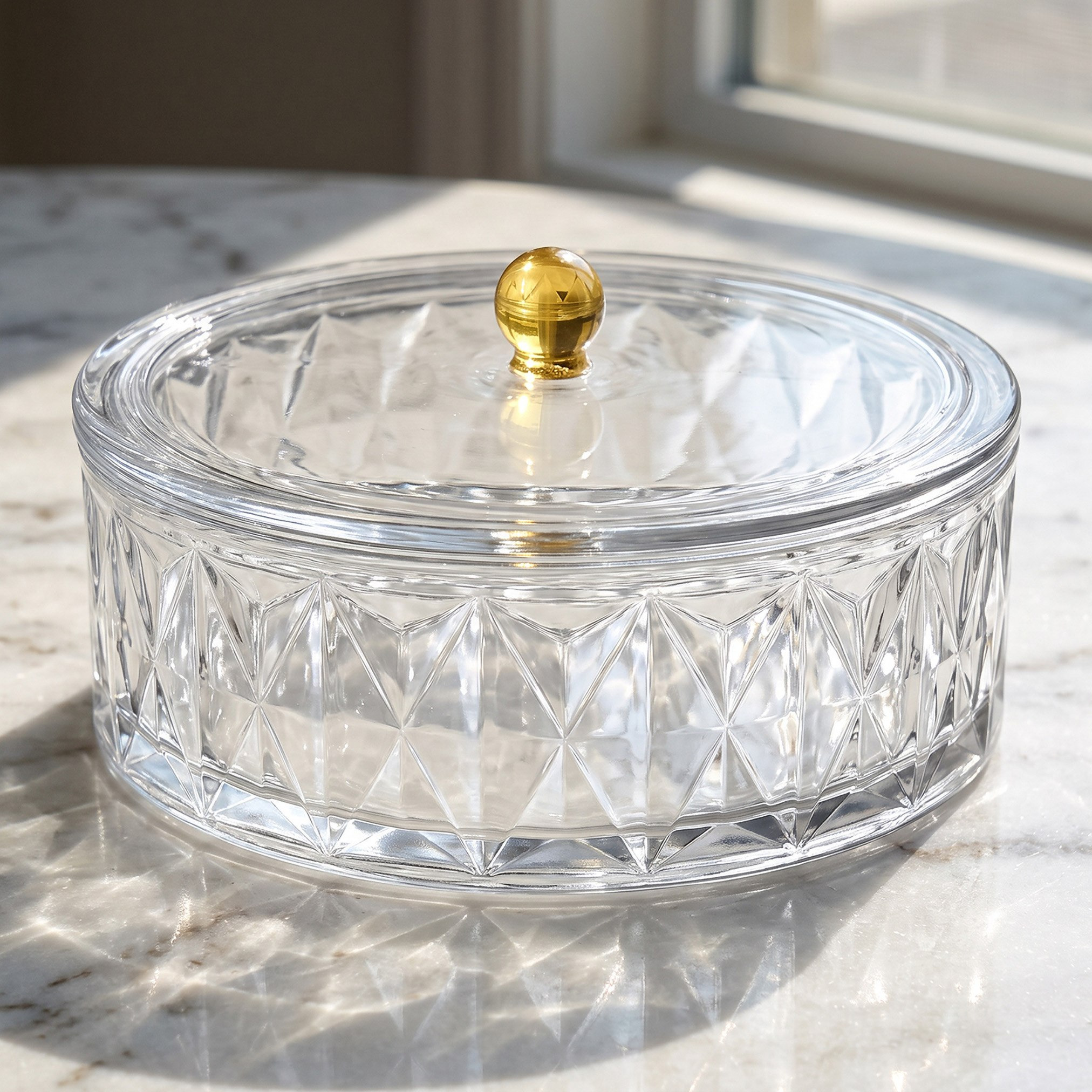 Jewel Glass Serving Bowl with Lid - 18x8.9 cm-hbxdecorandfurnishings-tabletop-serveware-image-1
