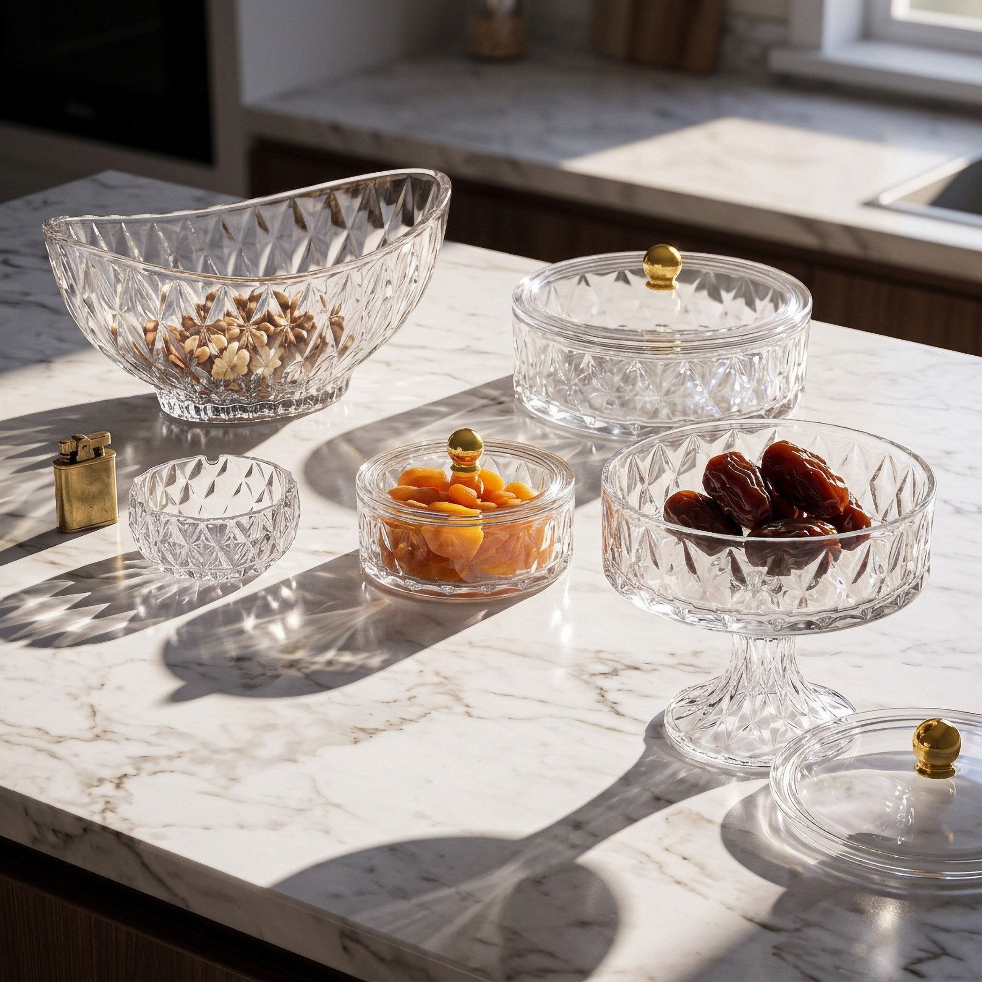 Jewel Glass Pedestal Bowl with Lid - 25.2x19.5 cm-hbxdecorandfurnishings-tabletop-serveware-image-3