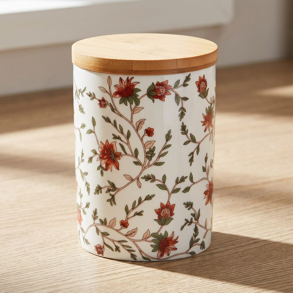 Floral Fiesta Canister with Bamboo Lid - 700 ml-hbxhomeware-kitchenware-containersandjars-image-1