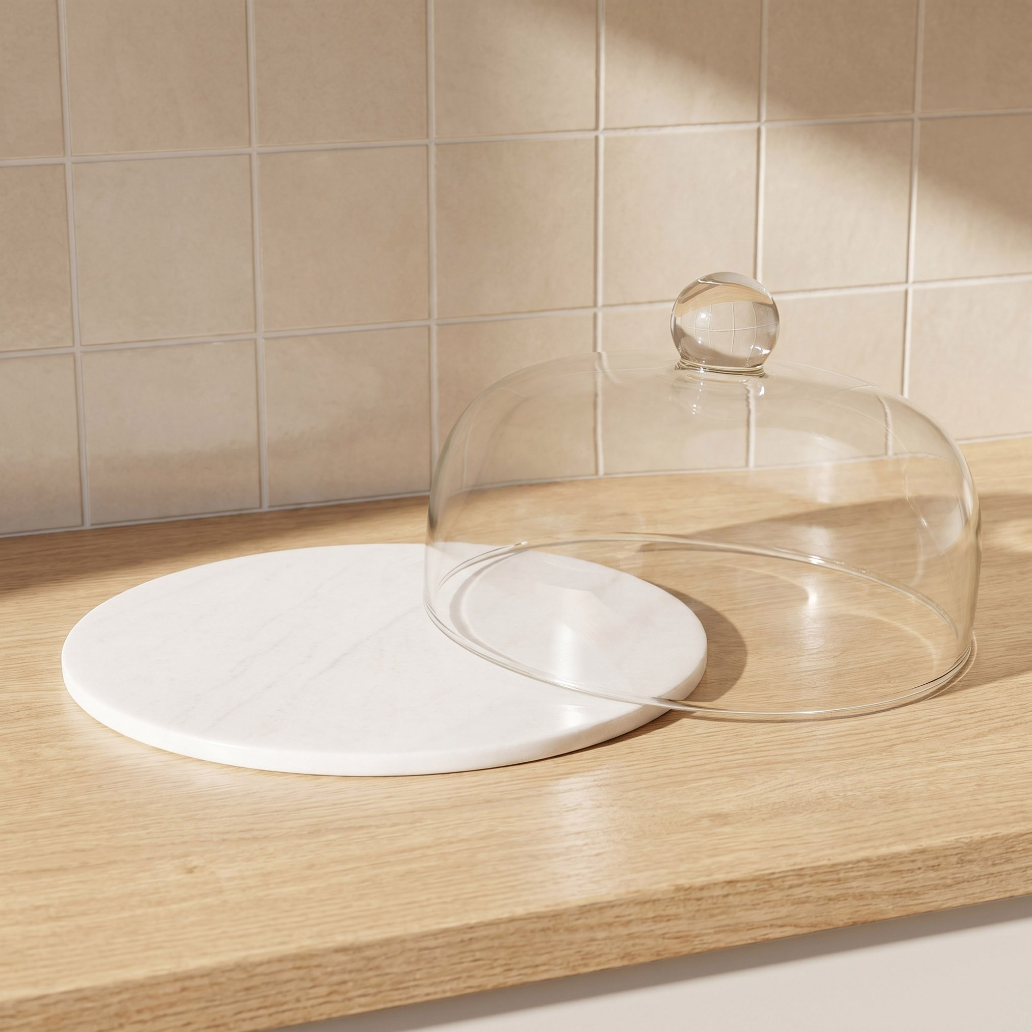 Bianca Marble Round Cake Dome - 32.5x32.5x22 cm-hbxdecorandfurnishings-tabletop-serveware-image-3