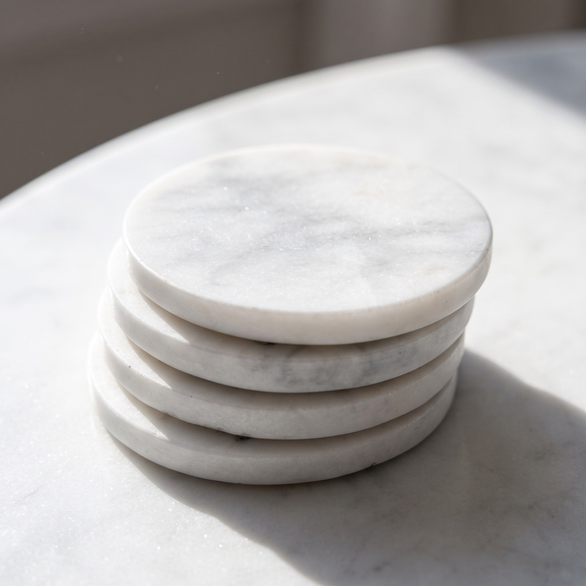 Bianca 4-Piece Marble Round Coaster Set - 10.5x10.5x5 cm-hbxkitchen-kitchenware-kitchenaccessories-image-1
