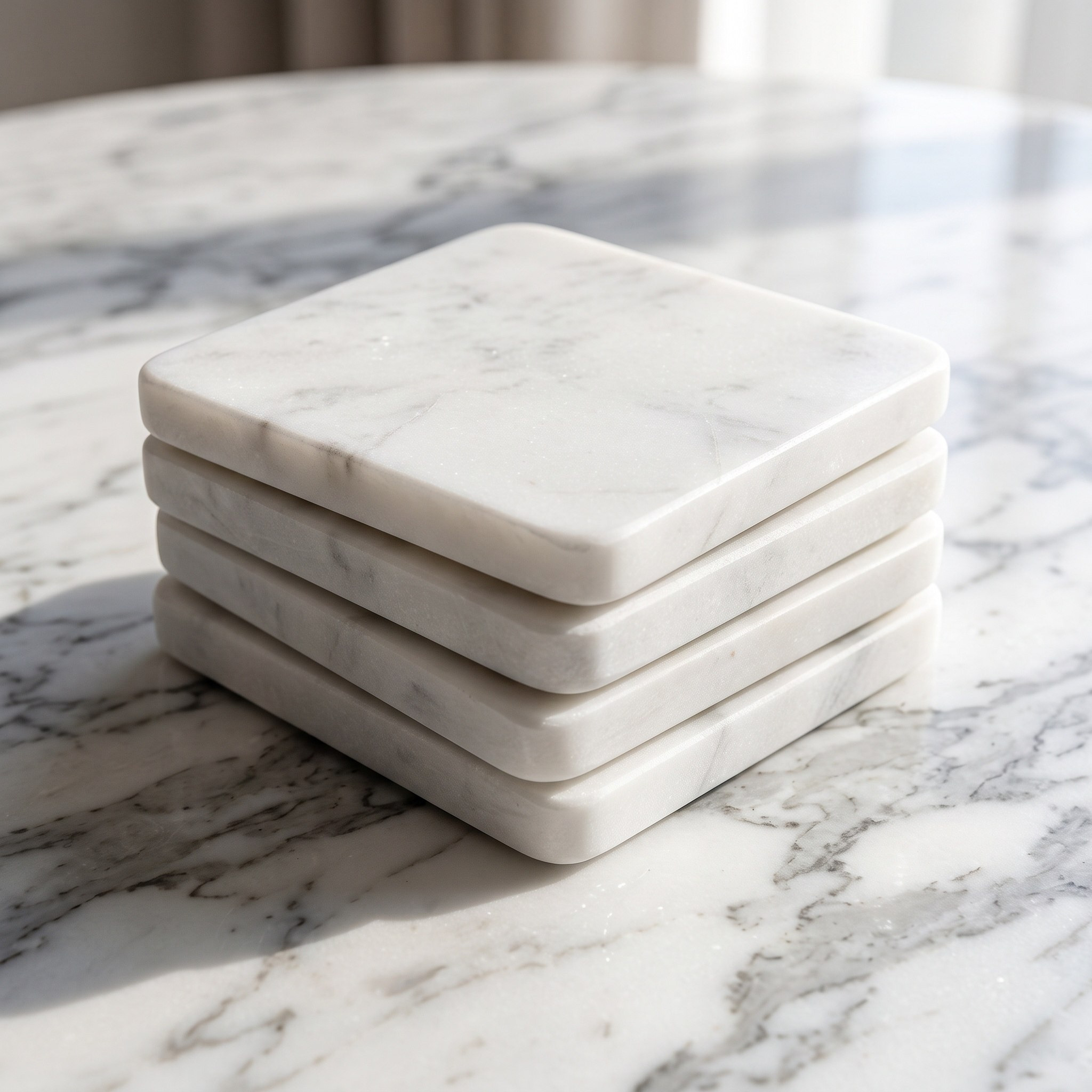 Bianca 4-Piece Marble Square Coaster Set - 10.5x10.5x5 cm-hbxkitchen-kitchenware-kitchenaccessories-image-1