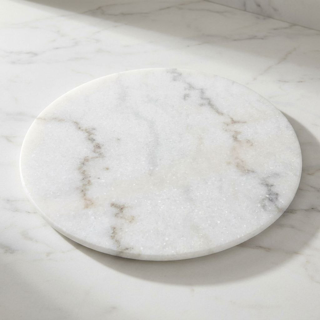 Bianca Marble Lazy Susan with Rotating Glass Base - 36x36x3 cm-hbxkitchen-kitchenware-kitchenaccessories-image-2