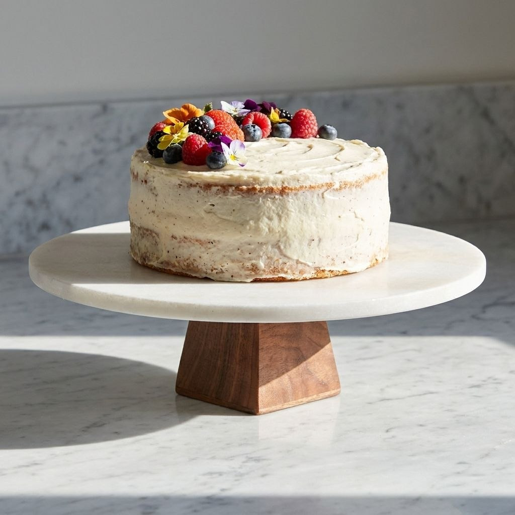 Bianca Marble Foot Cake Stand - 30.5x30.5x12.5 cm-hbxdecorandfurnishings-tabletop-serveware-image-1