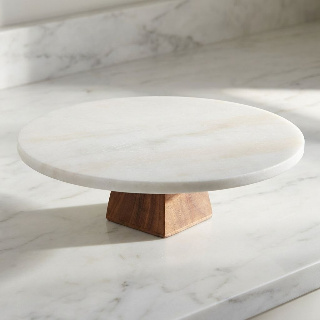 Bianca Marble Foot Cake Stand - 30.5x30.5x12.5 cm-hbxdecorandfurnishings-tabletop-serveware-image-2