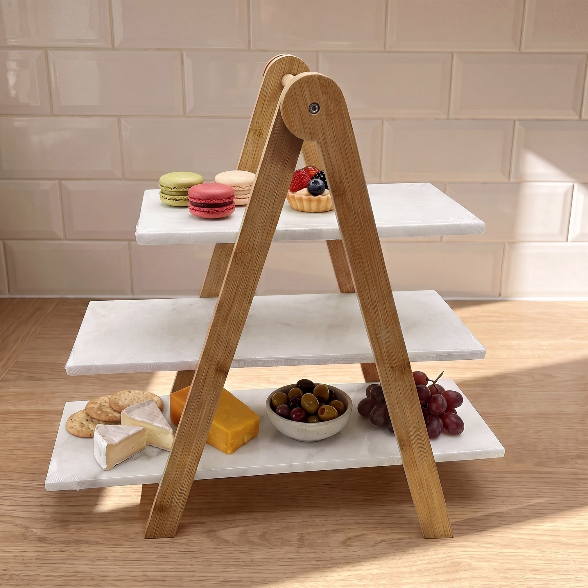 Bianca Marble 3-Tier Cake Stand - 36x20.5x60.5 cm-hbxdecorandfurnishings-tabletop-serveware-image-1