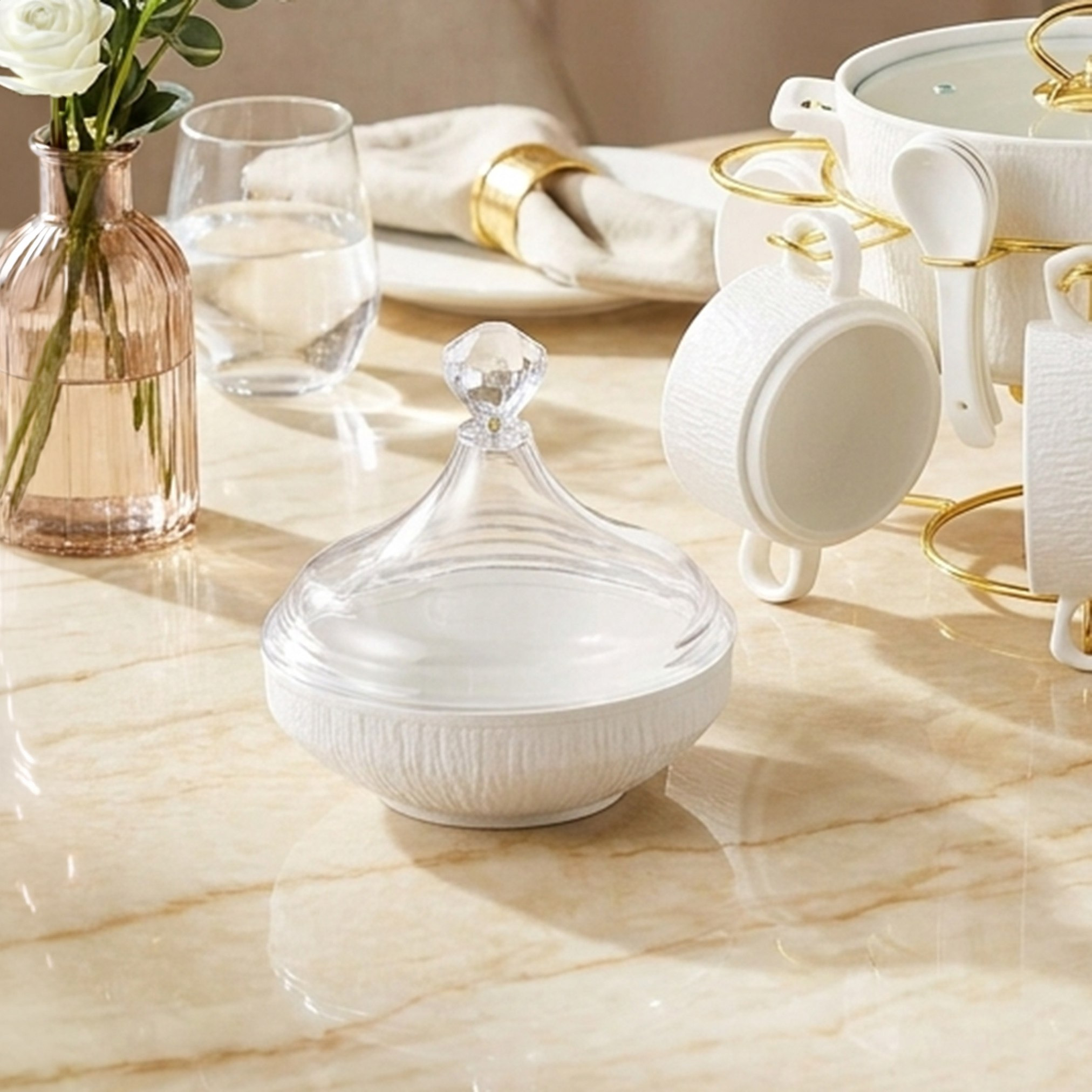 Celtic Date Serving Bowl with Acrylic Lid - 13x13x4.7 cm-hbxdecorandfurnishings-tabletop-serveware-image-3