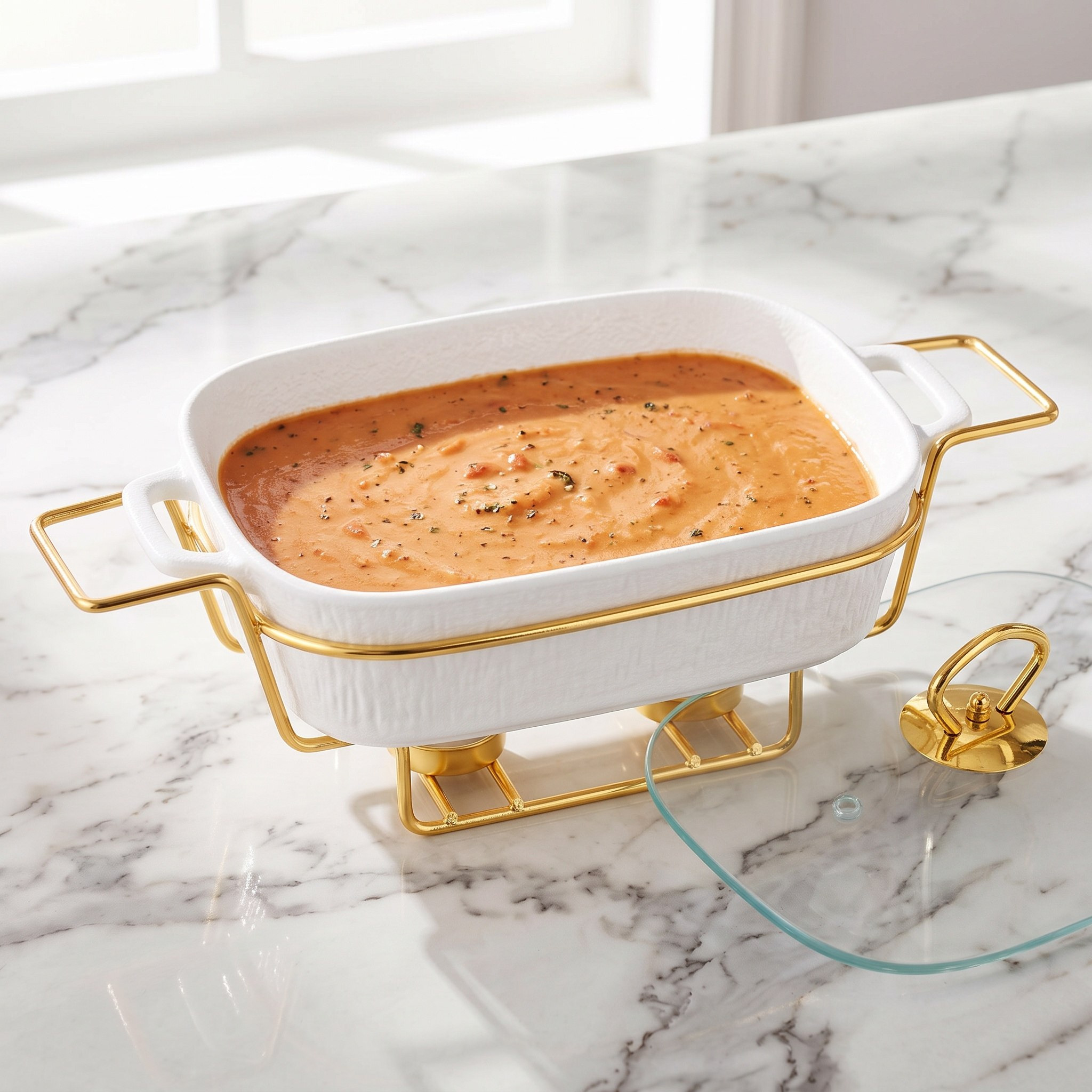Celtic Rectangular Food Warmer with Candle Stand -1.1 L-hbxdecorandfurnishings-tabletop-serveware-image-2