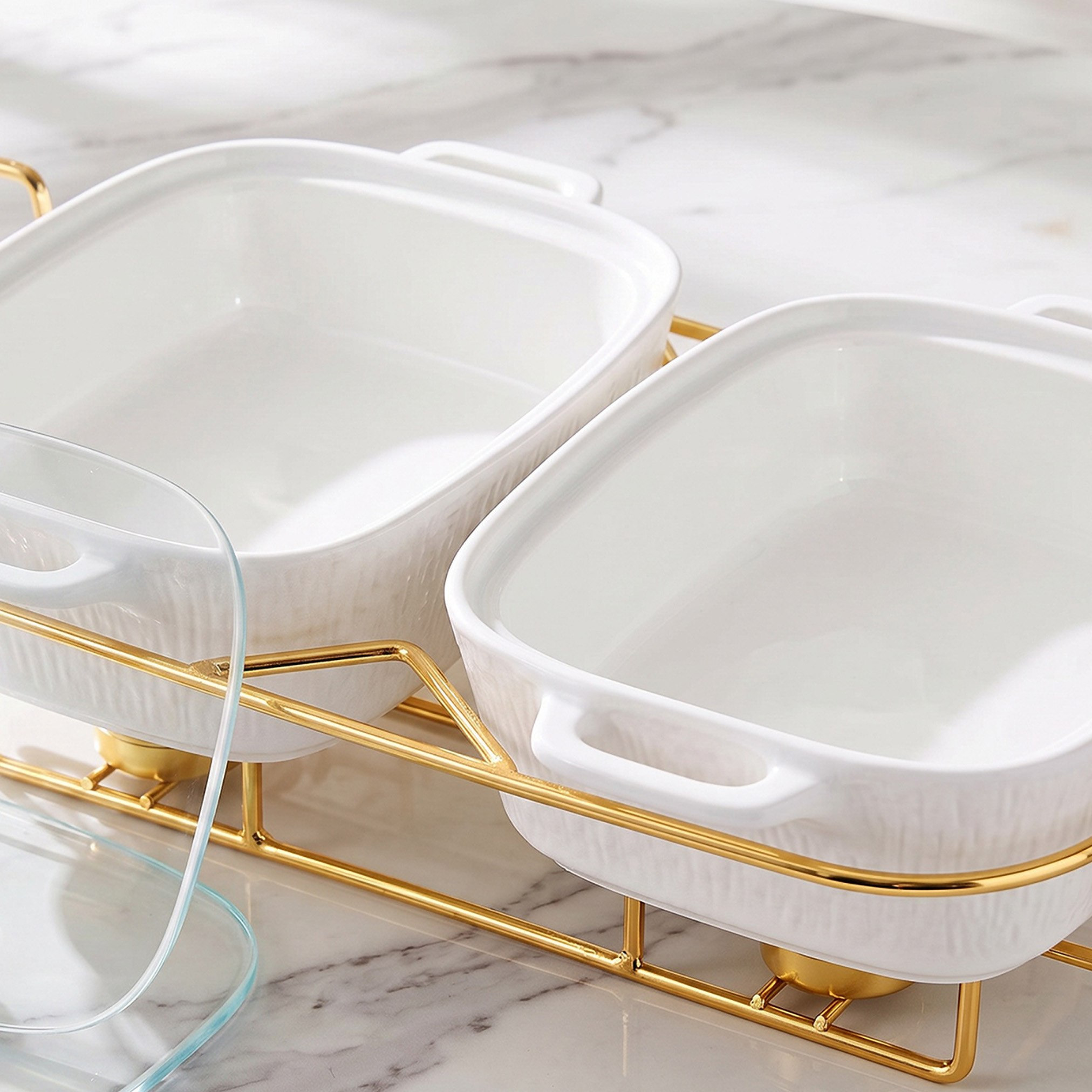 Celtic Twin Rectangular Food Warmer with Candle Stand - 1.1 L-hbxdecorandfurnishings-tabletop-serveware-image-3