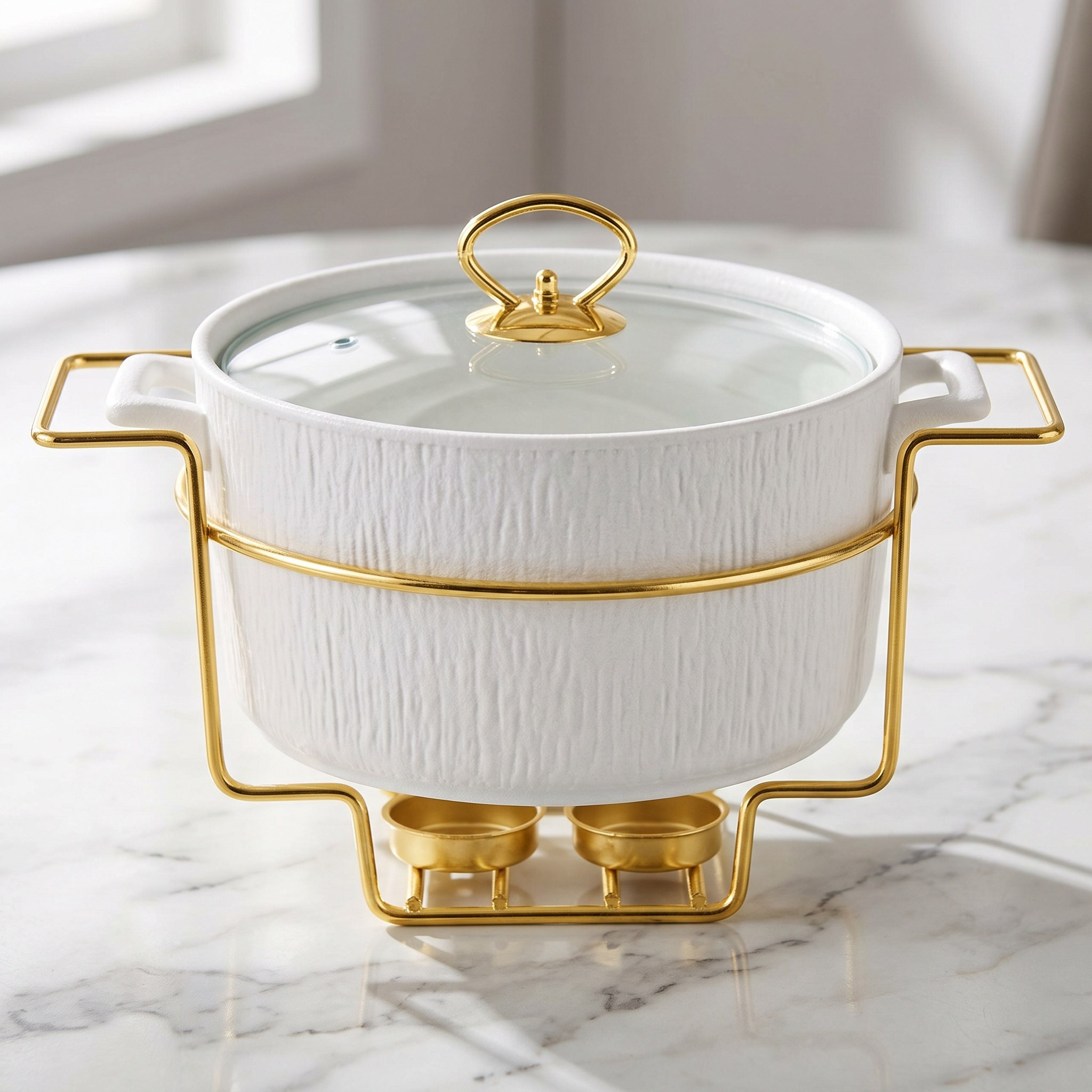 Celtic Round Food Warmer with Candle Stand - 2 L-hbxdecorandfurnishings-tabletop-serveware-image-1