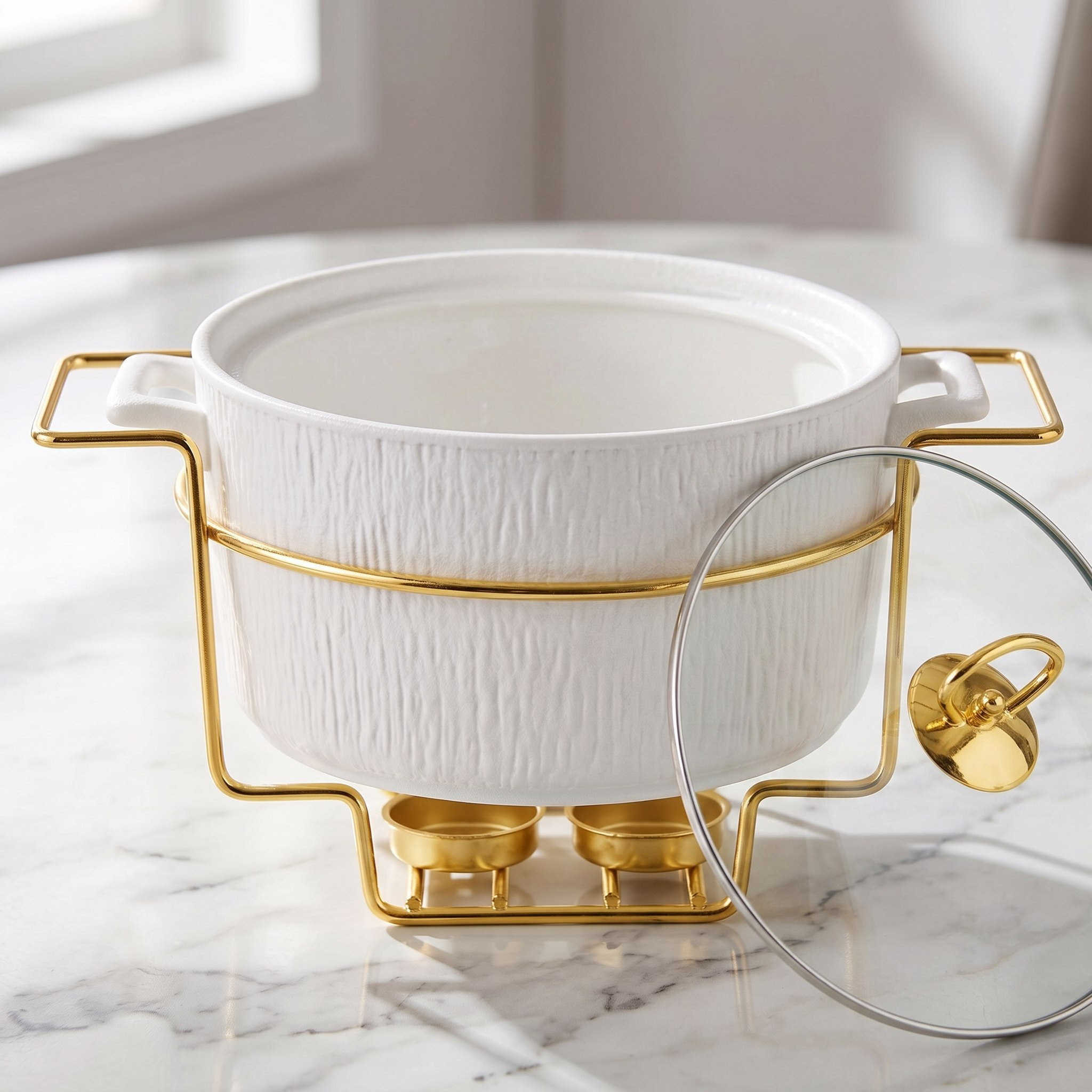 Celtic Round Food Warmer with Candle Stand - 2 L-hbxdecorandfurnishings-tabletop-serveware-image-2