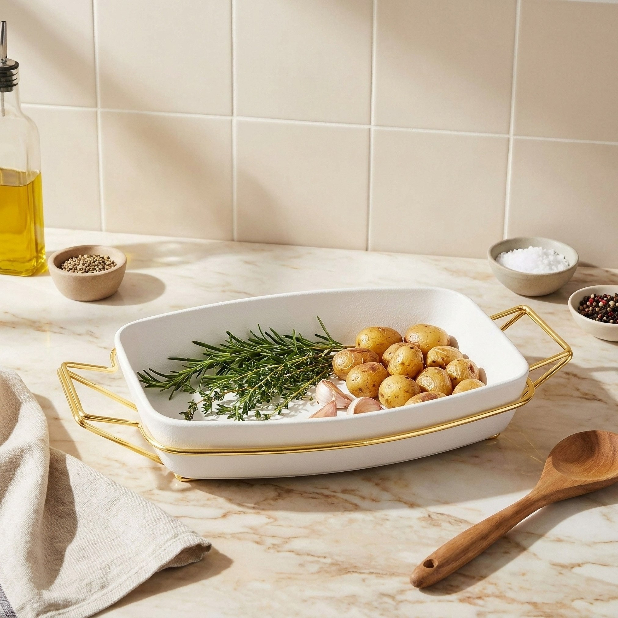 Celtic Rectangular Serving Dish with Stand - 25.8x18x5.8 cm-hbxdecorandfurnishings-tabletop-serveware-image-1