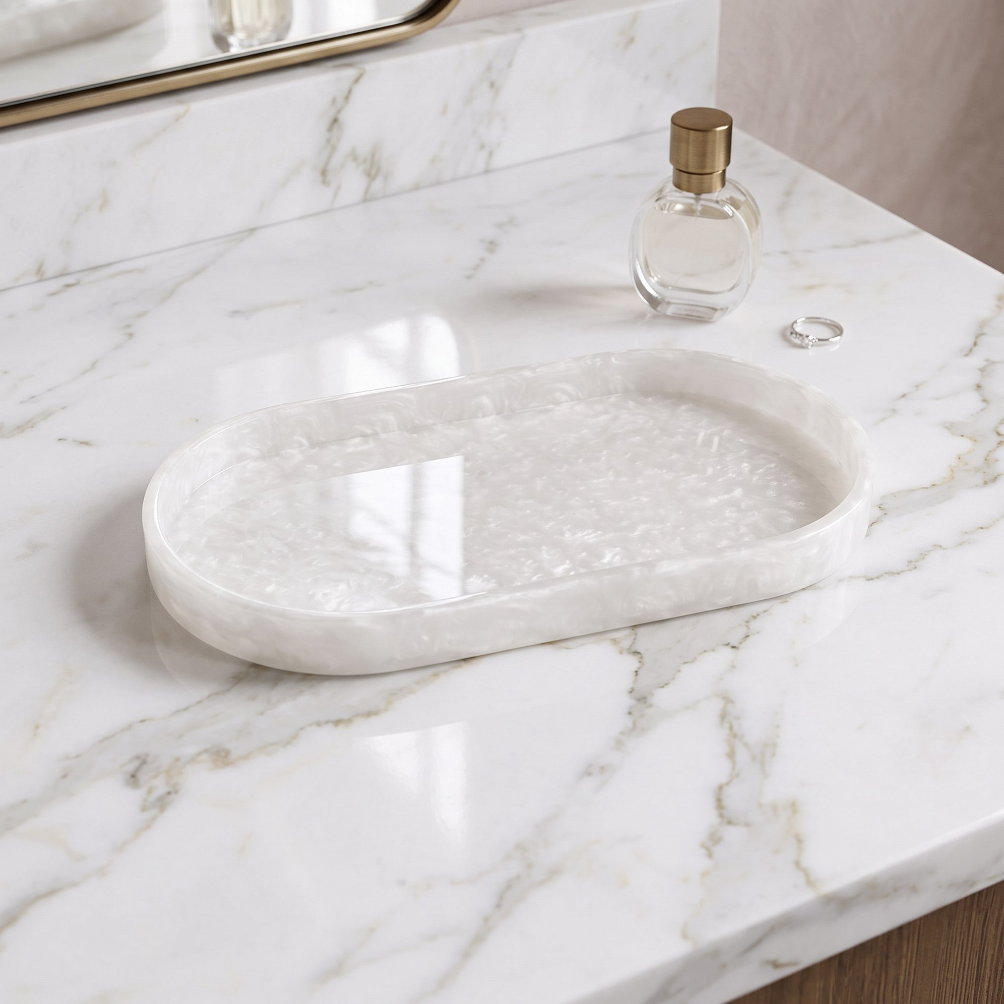 صينية مناشف راتنج - بيرل-hbxdecorandfurnishings-bathroomaccessories-bathroomsets-image-1