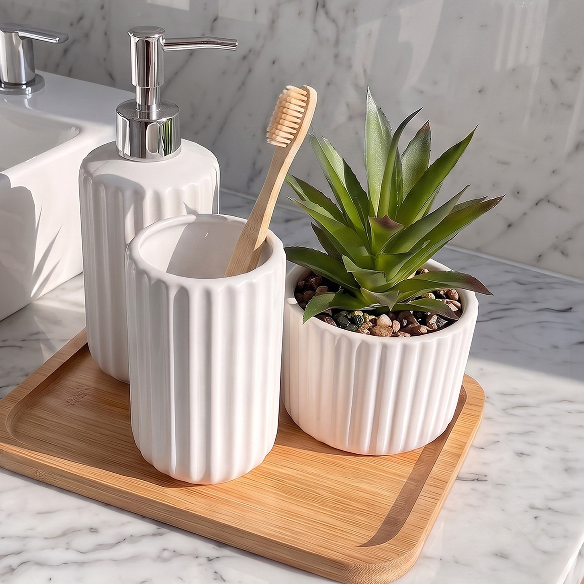 طقم إكسسوارات حمام  من هوريا - 4 قطع-hbxdecorandfurnishings-bathroomaccessories-bathroomsets-image-3