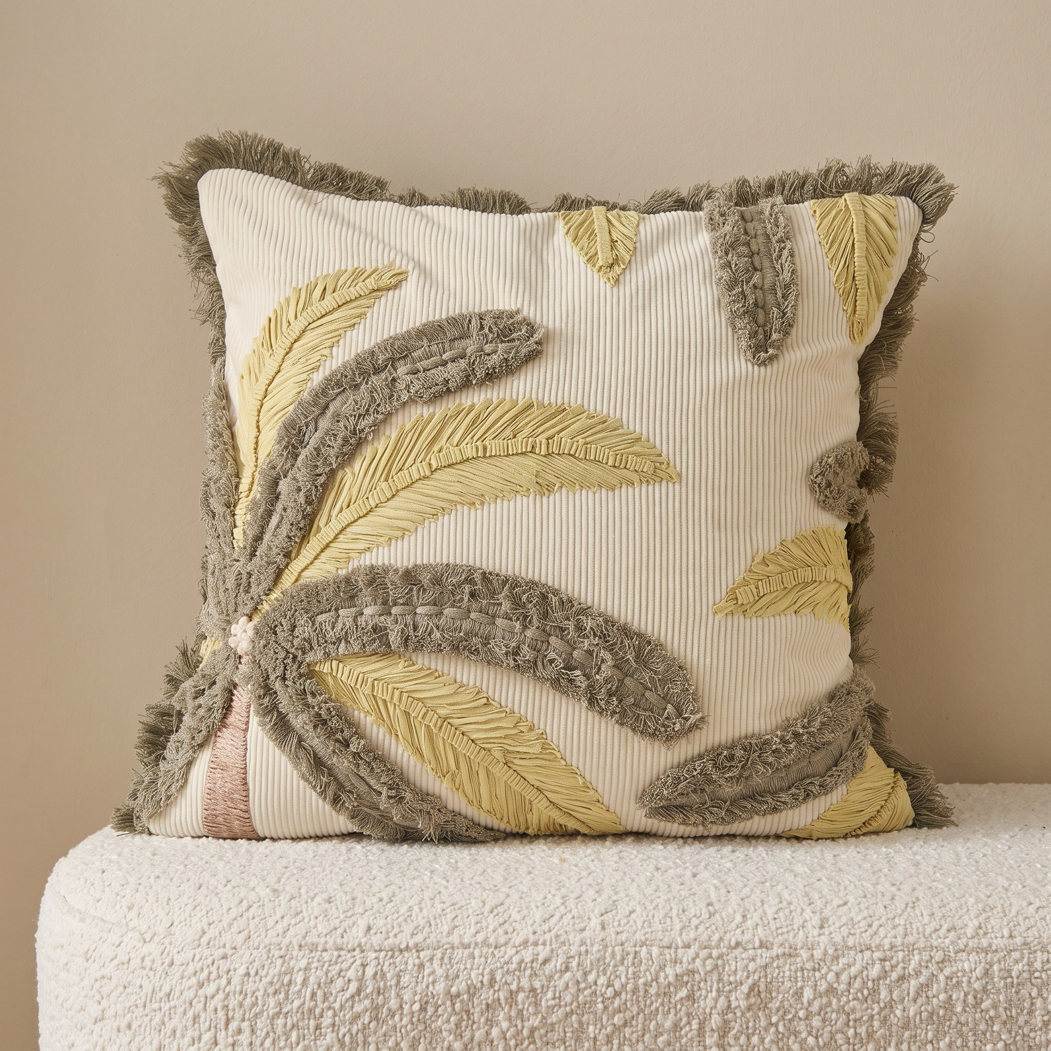 وسادة محشوة بتصميم أوراق نخيل زوم من بالم ليف - 50x50 سم-hbxlivingroom-furnishings-cushionsandcovers-filledcushions-image-1