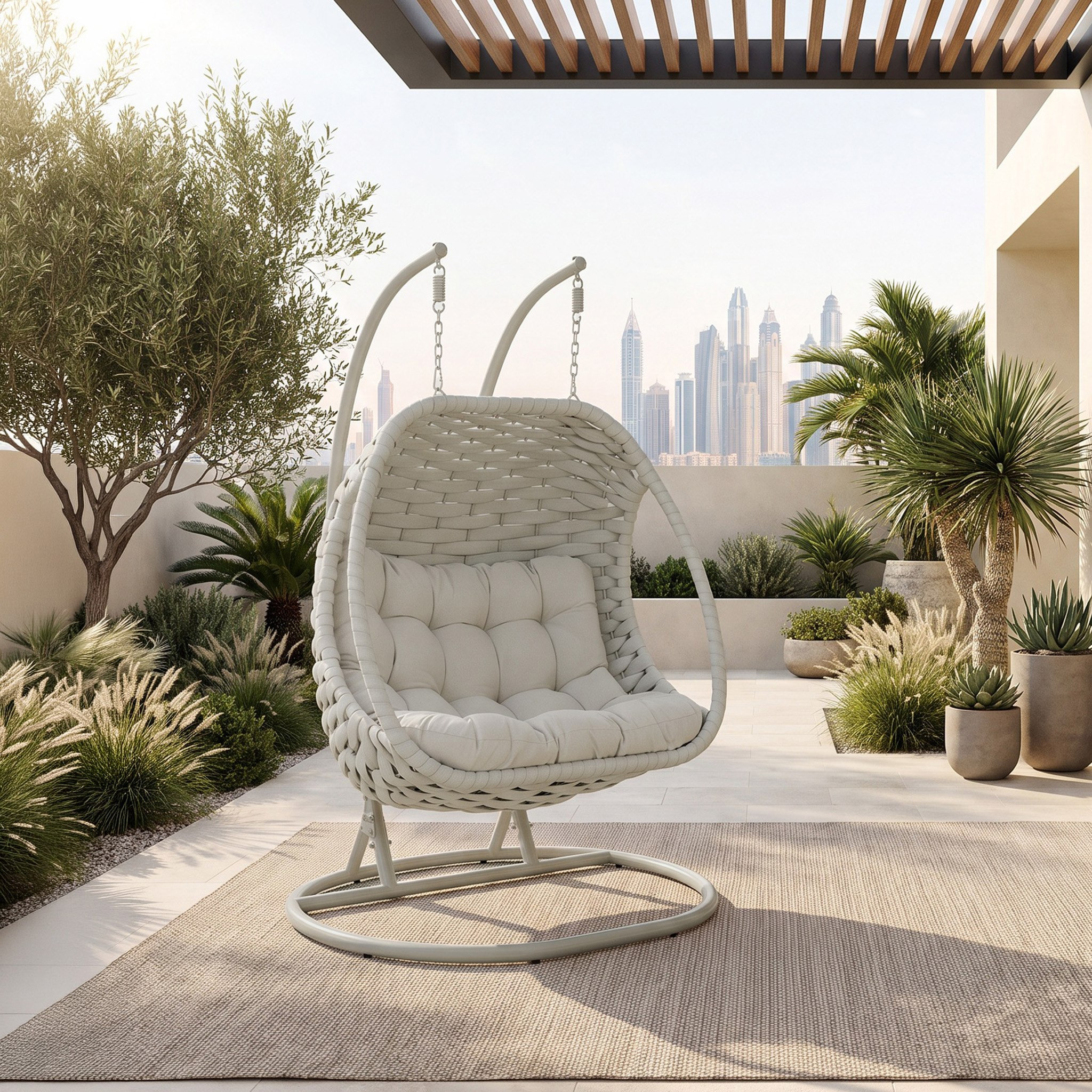 Vera Tressa 2-Seater Outdoor Swing with Cushion-hbxfurniture-outdoor-swingsandchairs-image-2