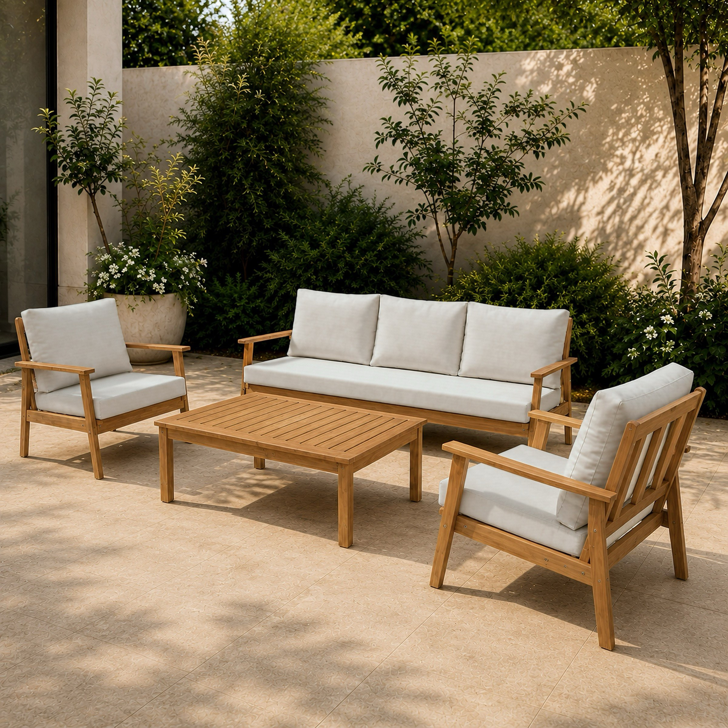 Vera Cabana 3+1+1 Outdoor Wooden Sofa Set with Cushion and Coffee Table-hbxoutdoor-hbxoutdoorfurniture-sofasets-image-1