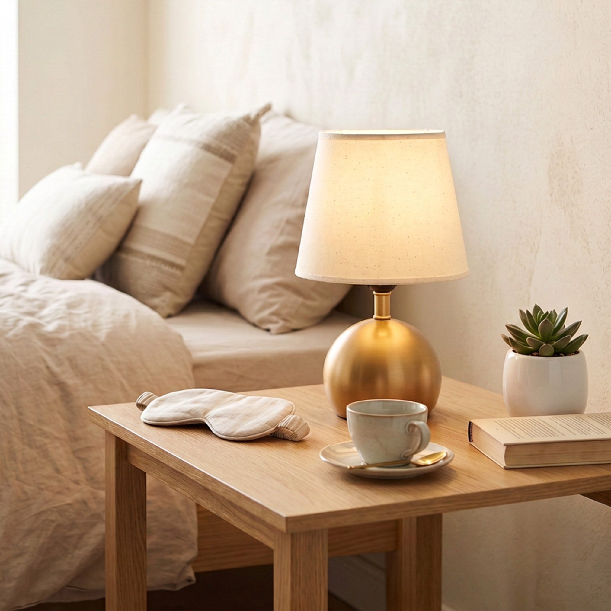 مصباح طاولة معدني بغطاء من الكتان من جلين - 17×17×28 سم-hbxlivingroom-lighting-tablelamps-image-5