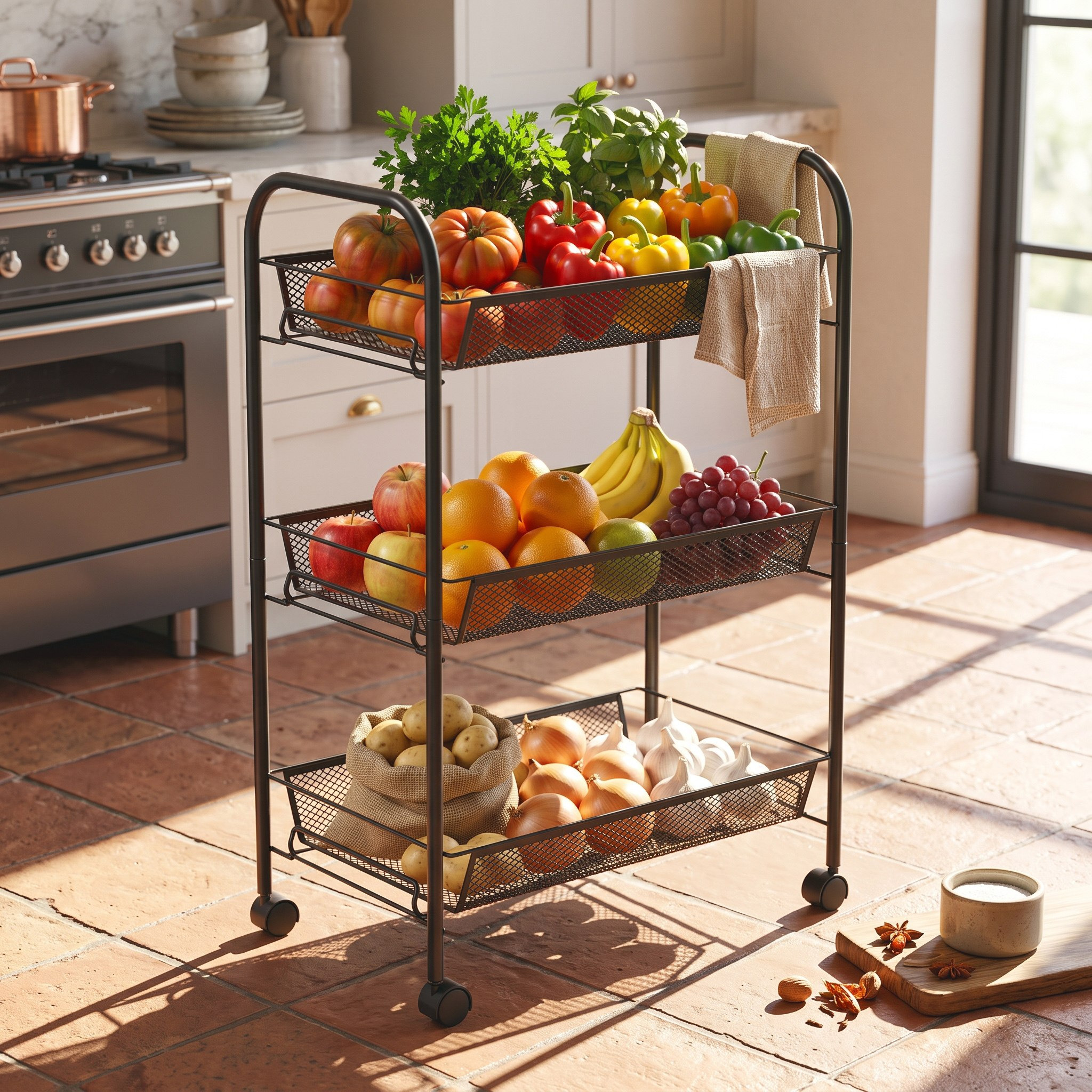 عربة مطبخ 3 طبقات من إيرو - 44x26x63 سم-hbxhomeware-kitchenware-kitchentrolleys-image-5