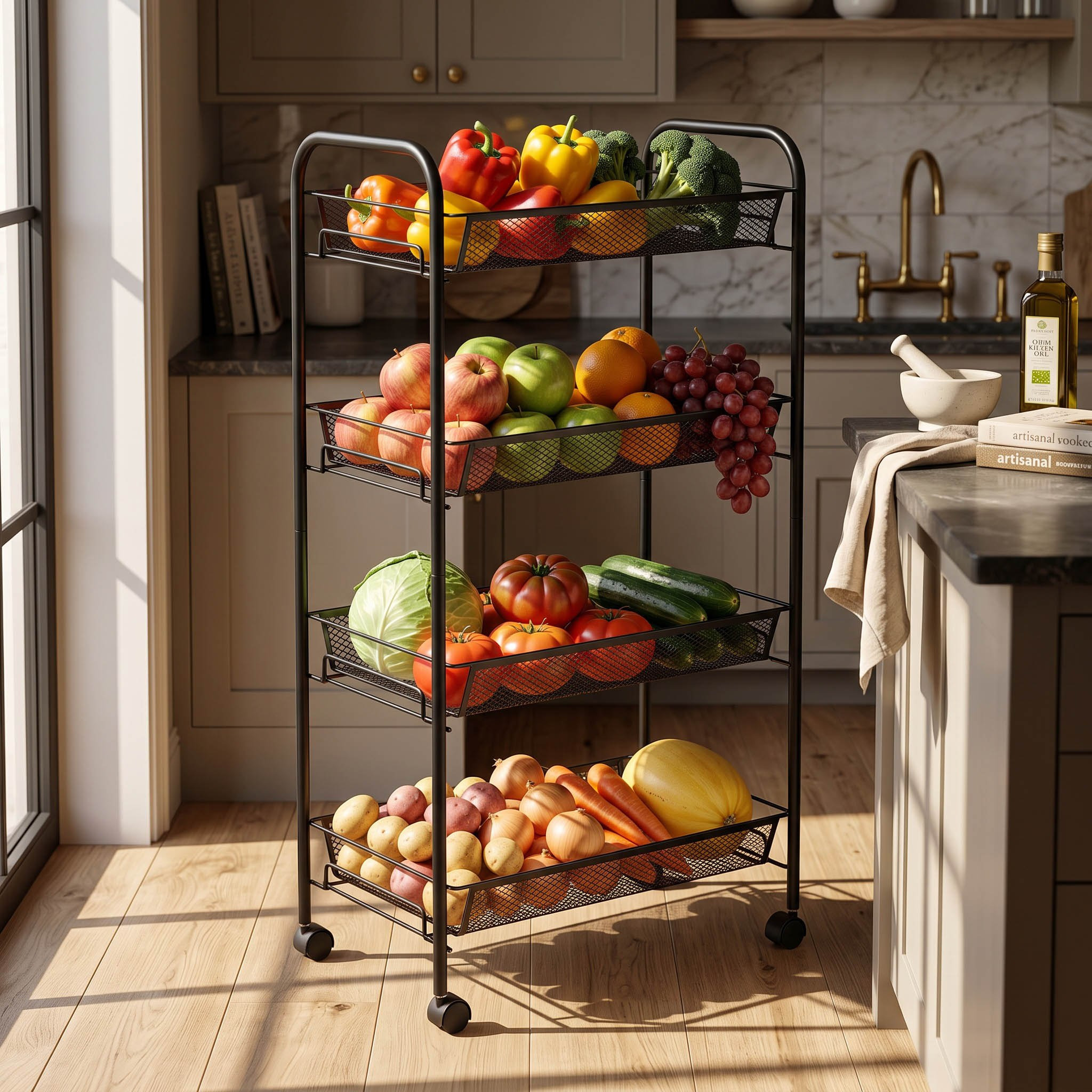 Covara 4-Tier Kitchen Trolley - 44x26x83 cm-hbxhomeware-kitchenware-kitchentrolleys-image-4