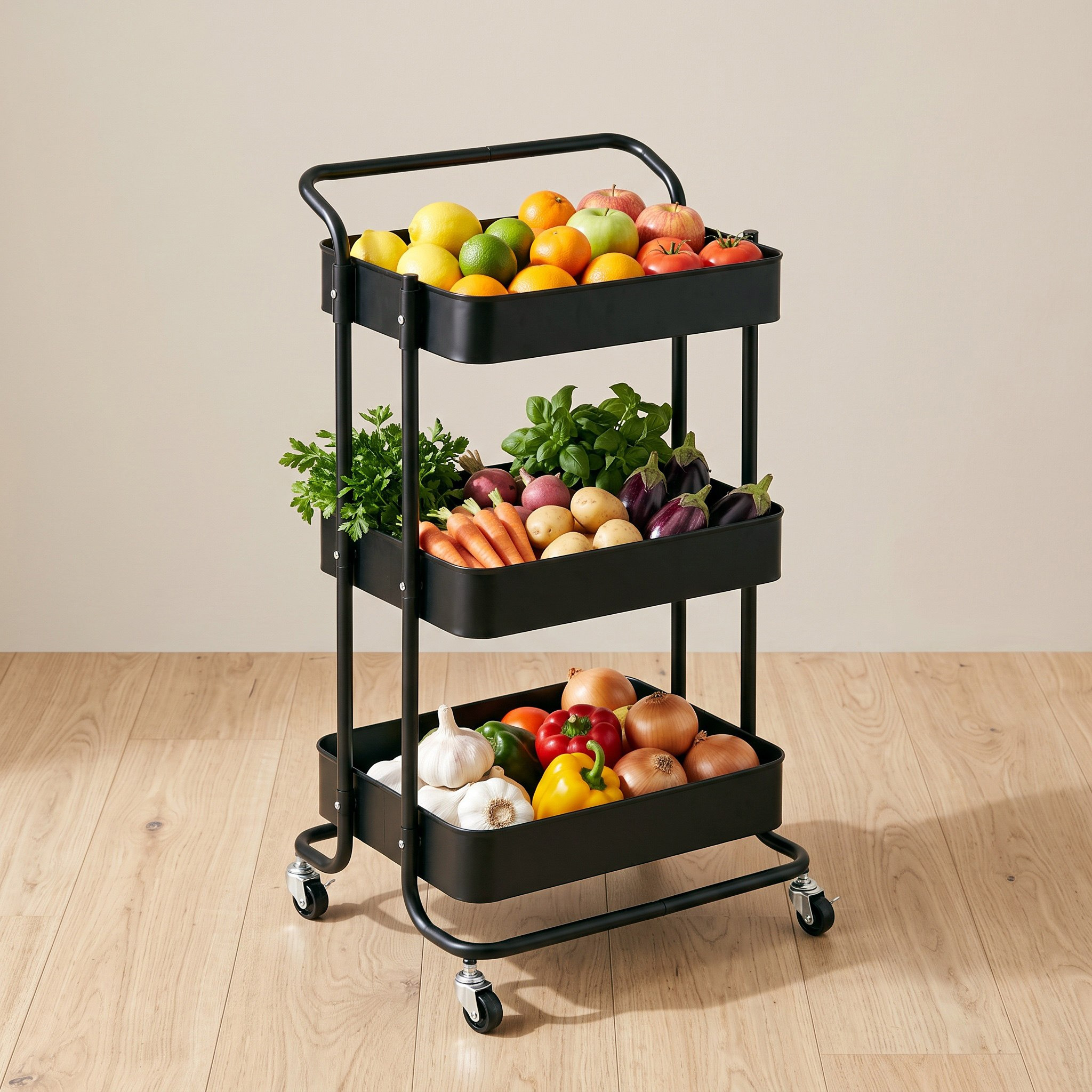 Covara 3-Tier Kitchen Trolley - 44x33x77 cm-hbxhomeware-kitchenware-kitchentrolleys-image-1