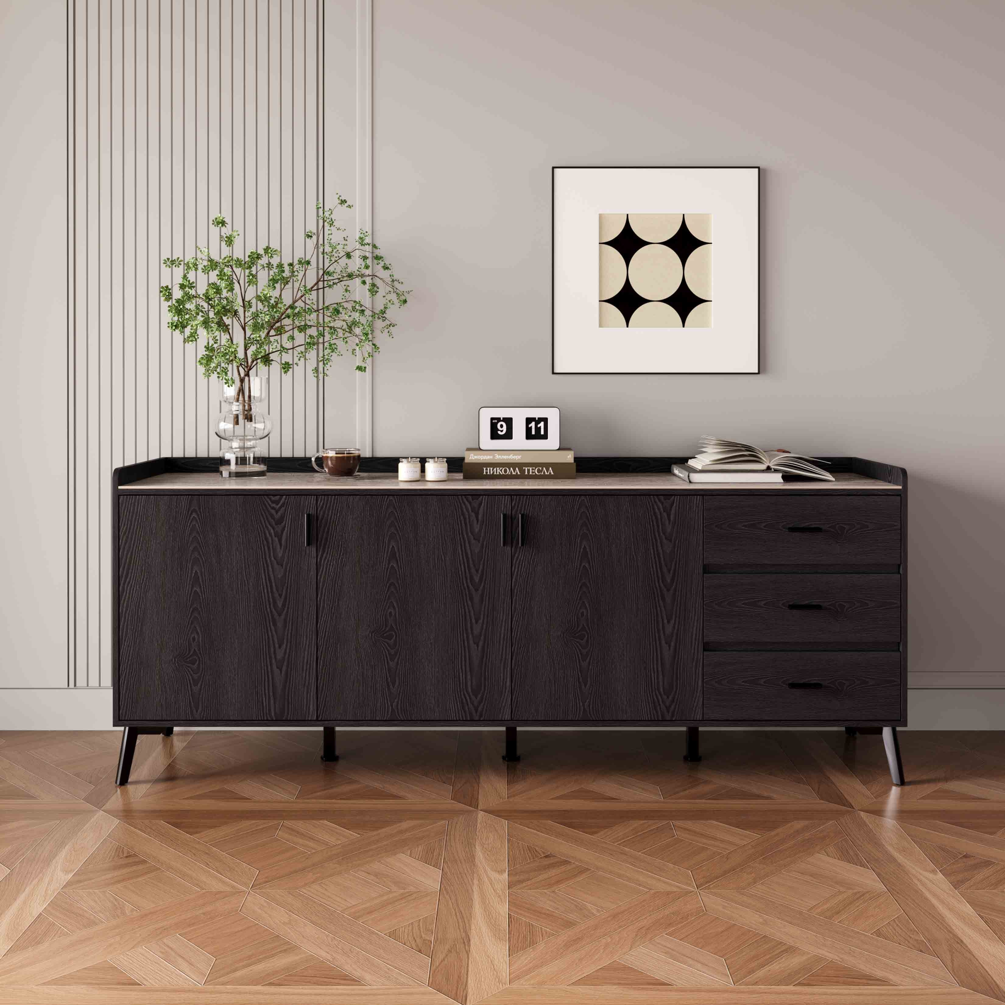 Marwell NXT 2 Metre 3-Door Sintered Stone Top Large Sideboard with 3 Drawers-hbxfurniture-diningroom-buffetsandsideboards-image-1