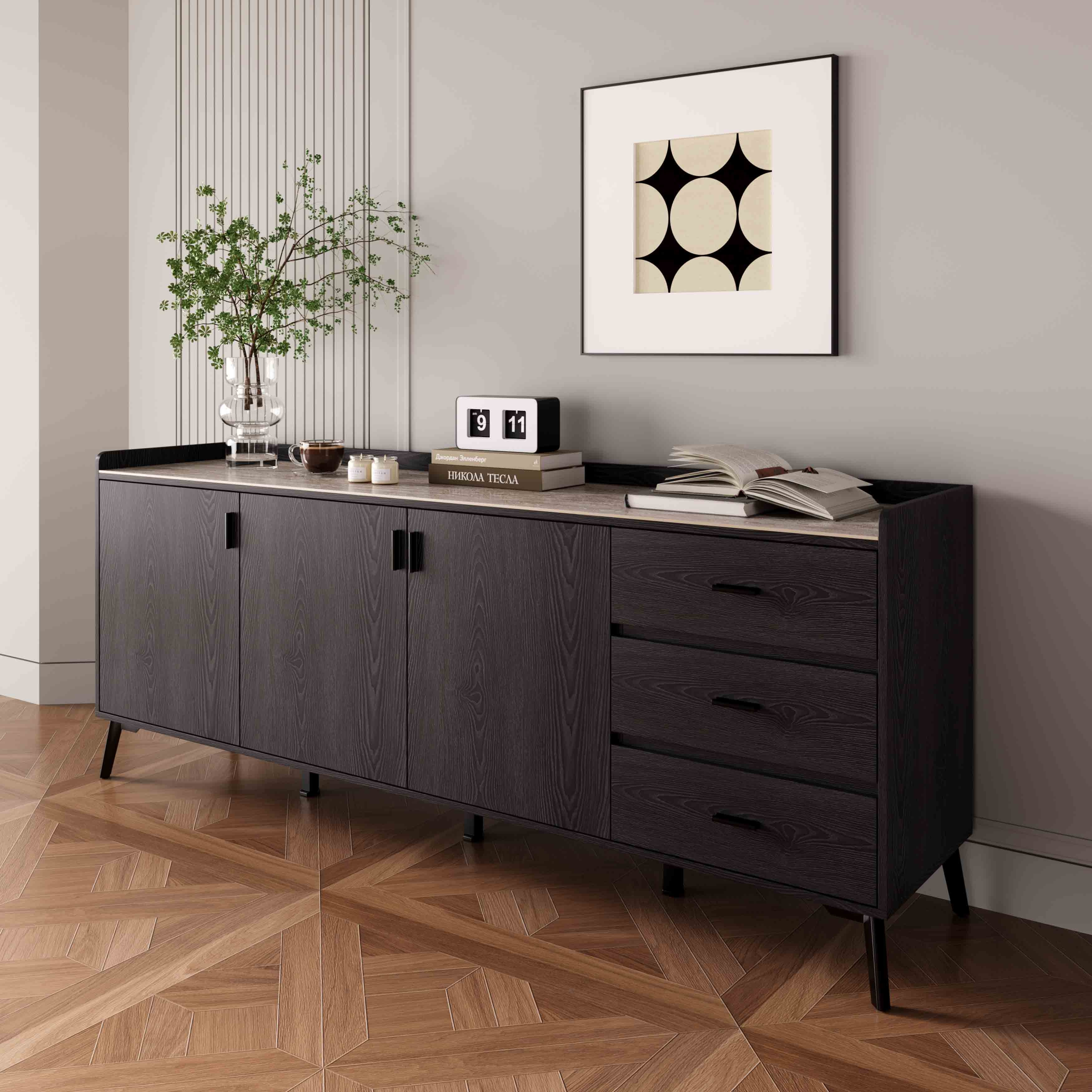Marwell NXT 2 Metre 3-Door Sintered Stone Top Large Sideboard with 3 Drawers-hbxfurniture-diningroom-buffetsandsideboards-image-2