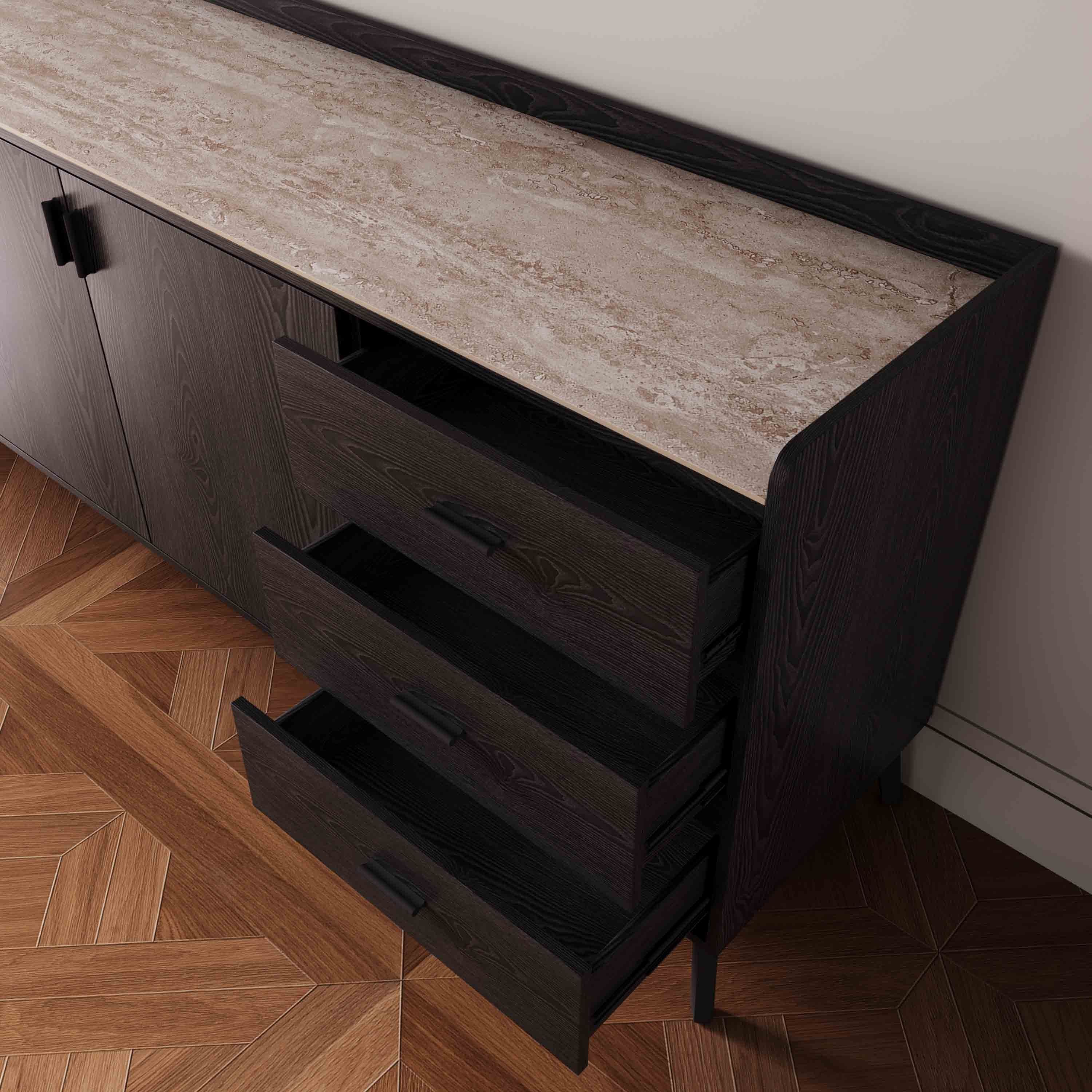 Marwell NXT 2 Metre 3-Door Sintered Stone Top Large Sideboard with 3 Drawers-hbxfurniture-diningroom-buffetsandsideboards-image-4