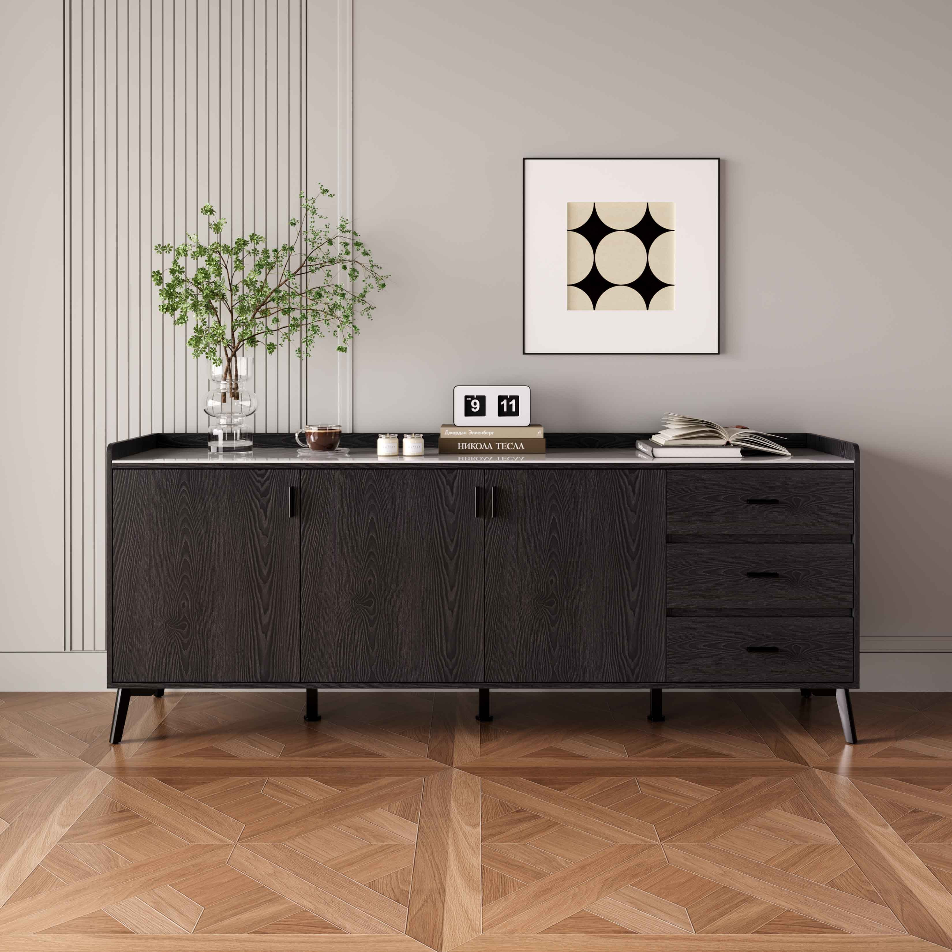 Marwell NXT 2 Metre 3-Door Sintered Stone Top Large Sideboard with 3 Drawers-hbxfurniture-diningroom-buffetsandsideboards-image-2