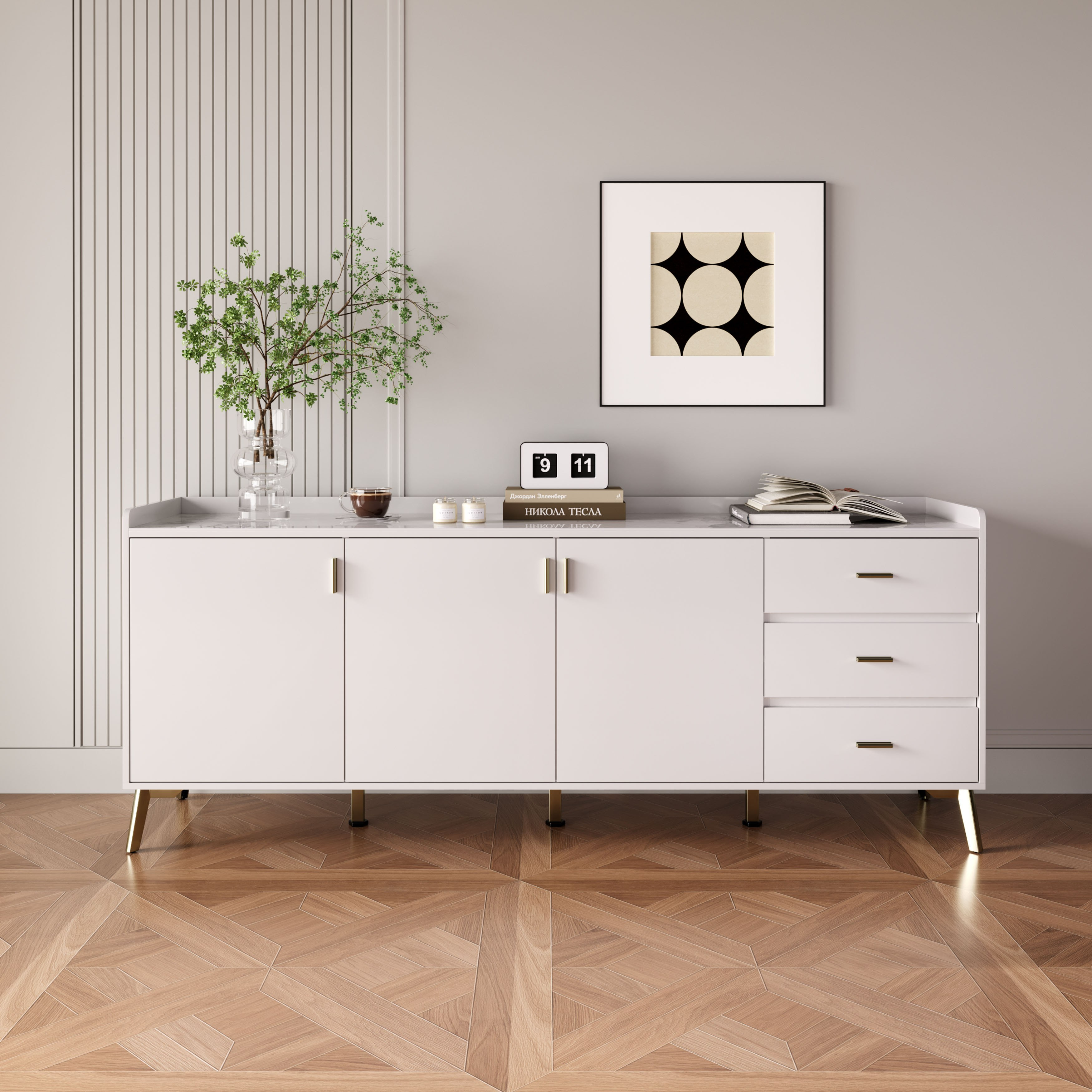Pearl NXT 2 Metre 3-Door Large Sideboard with 3 Drawers and Sintered Stone Top-hbxfurniture-diningroom-buffetsandsideboards-image-1