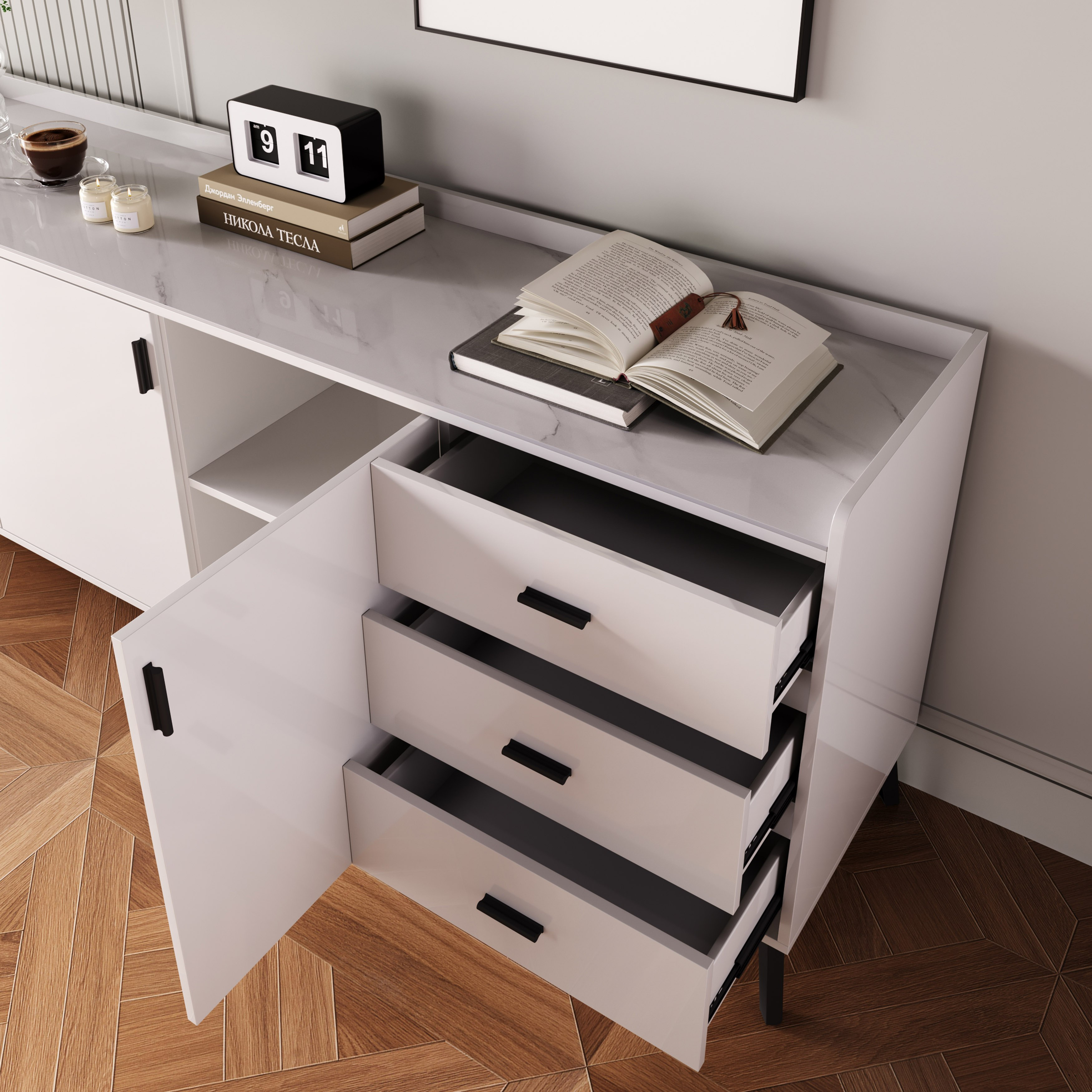 Marwell NXT 2 Metre 3-Door Sintered Stone Top Large Sideboard with 3 Drawers-hbxfurniture-diningroom-buffetsandsideboards-image-3