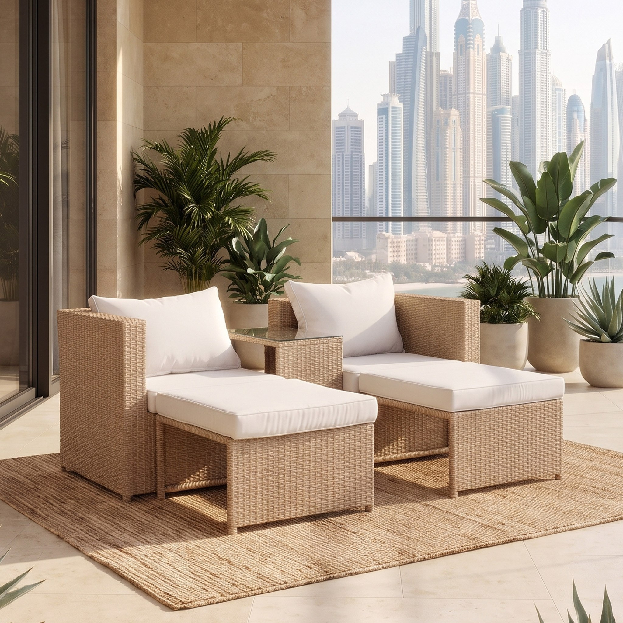 Movo-Vera Tamara Outdoor 2-Seater Stackable Sofa Set with Table and Ottoman-hbxoutdoor-hbxoutdoorfurniture-sofasets-image-1