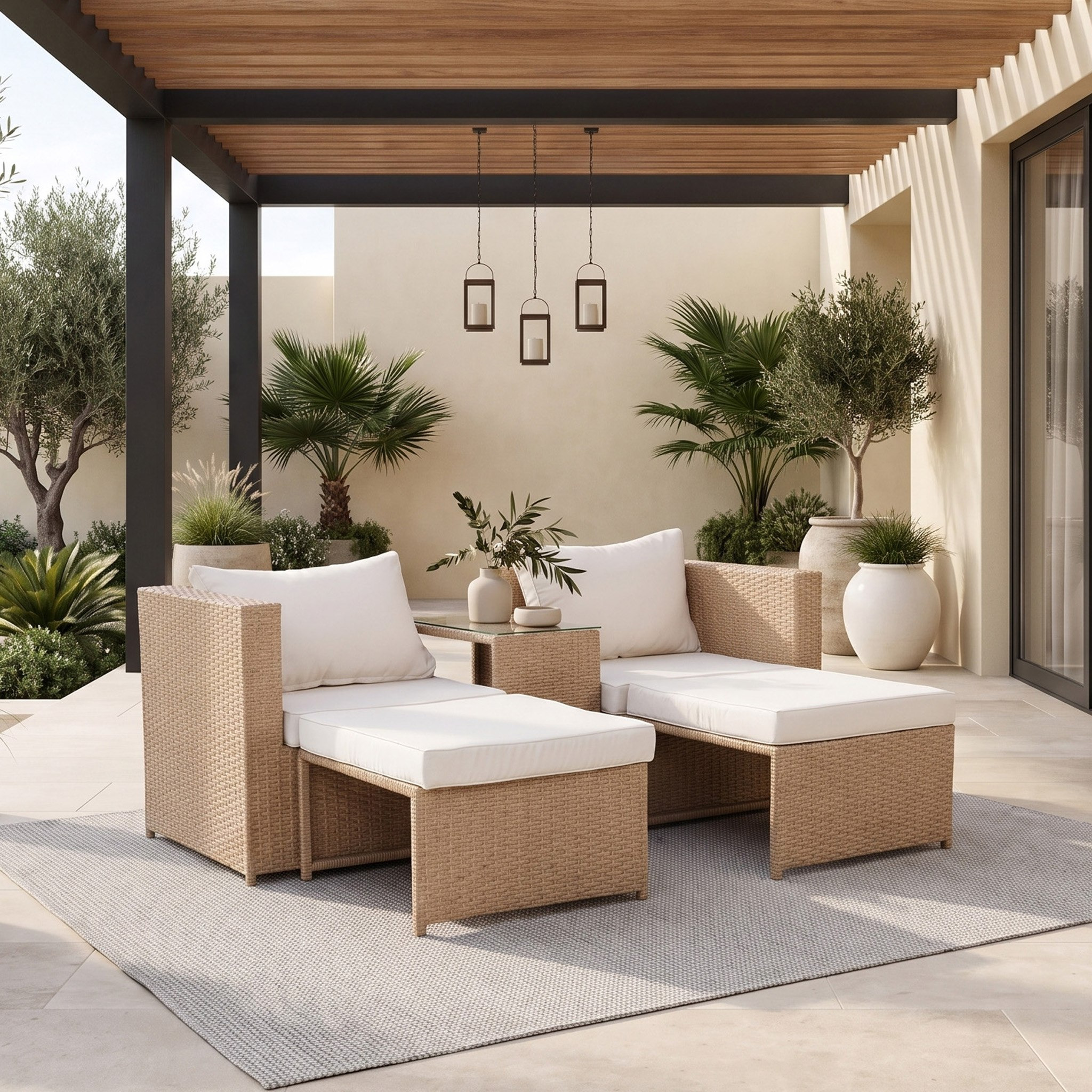 Movo-Vera Tamara Outdoor 2-Seater Stackable Sofa Set with Table and Ottoman-hbxoutdoor-hbxoutdoorfurniture-sofasets-image-2