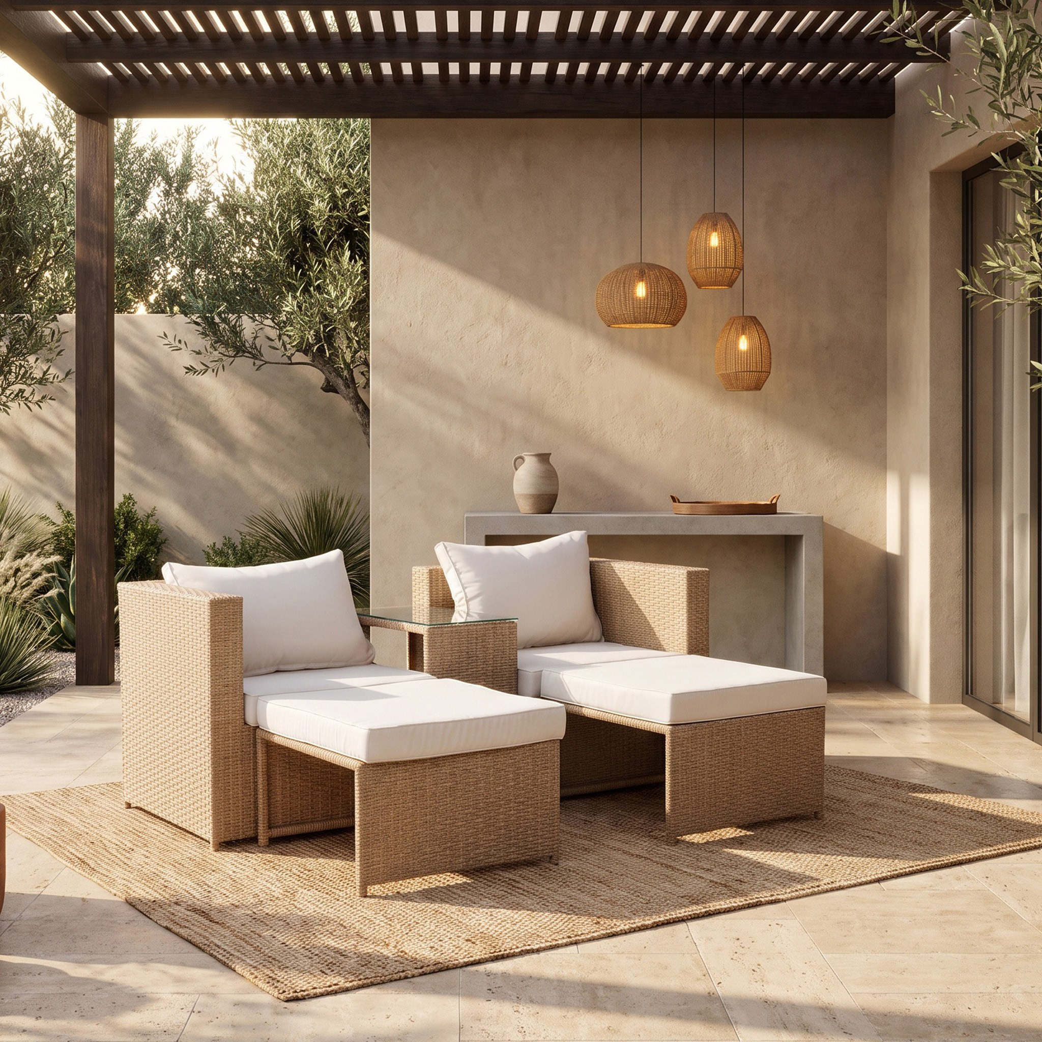 Movo-Vera Tamara Outdoor 2-Seater Stackable Sofa Set with Table and Ottoman-hbxoutdoor-hbxoutdoorfurniture-sofasets-image-3