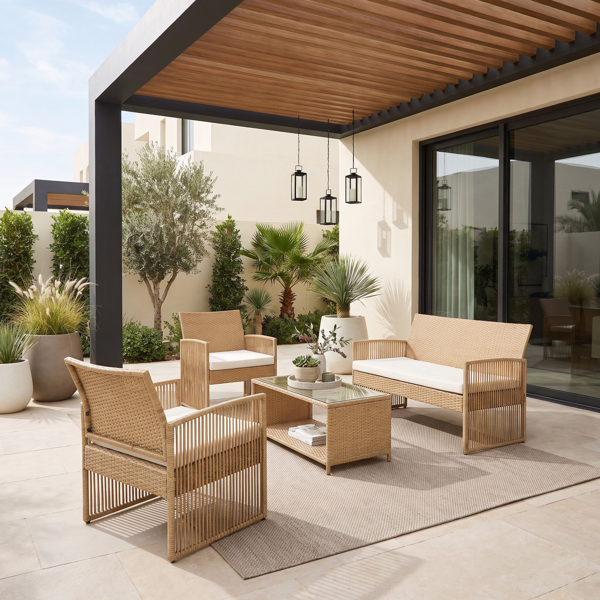 Movo-Vera Cuboid  2+1+1 Seater Outdoor Sofa Set with Cushion and Coffee Table-hbxoutdoor-hbxoutdoorfurniture-sofasets-image-2