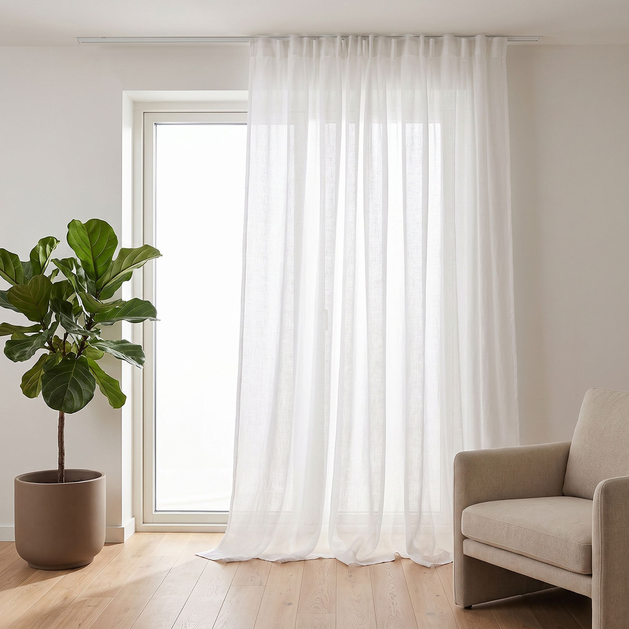 Glide Single Extra Wide Extra Long Sheer Curtain - 420x320 cm-hbxhomeware-hbxbedroom-image-1